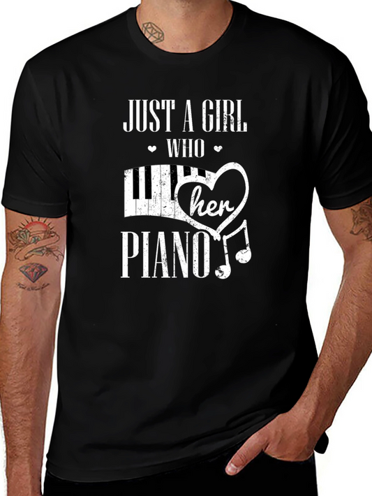 Just a Girl Who Loves Her Piano Graphic Tee