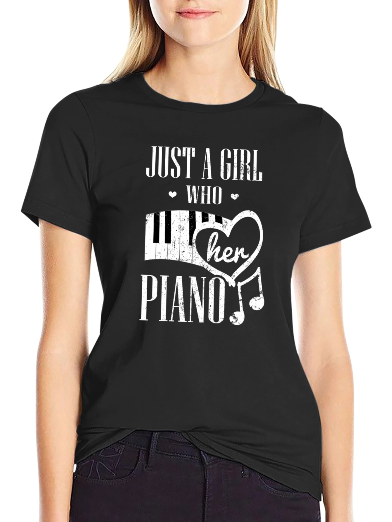 Just a Girl Who Loves Her Piano Graphic Tee