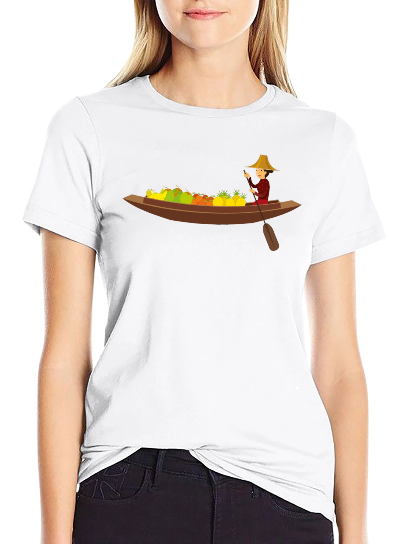 Fruit Boat Graphic Black T-Shirt