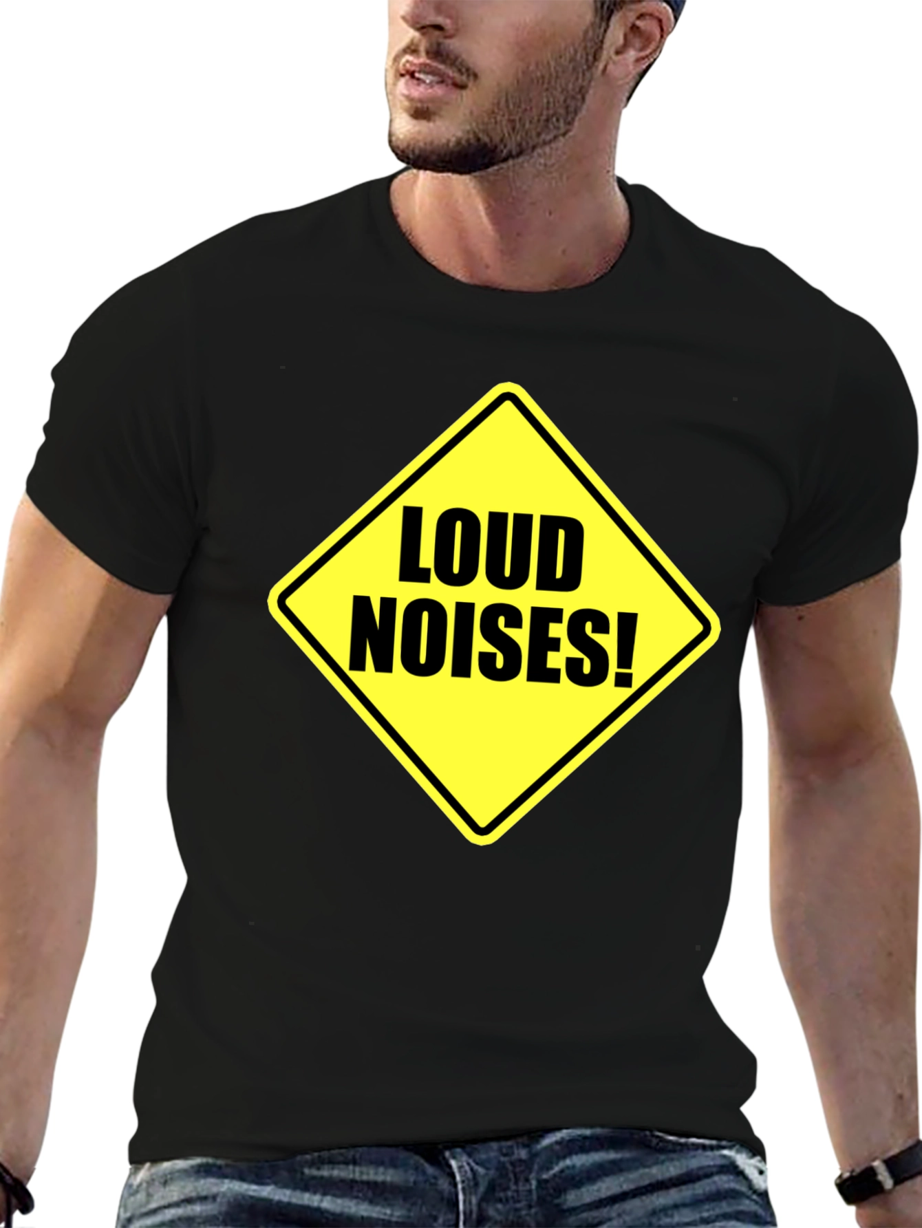 Loud Noises Warning Sign T-Shirt - Black