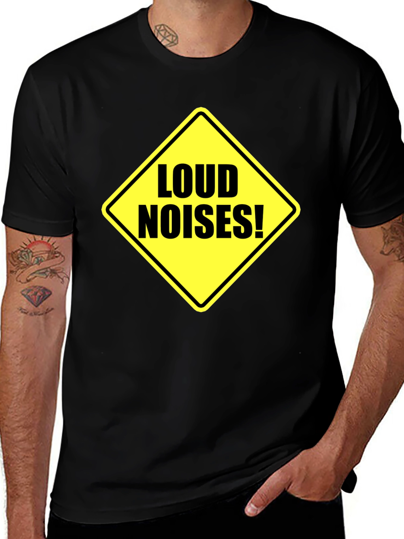 Loud Noises Warning Sign T-Shirt - Black