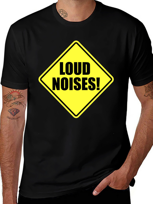 Loud Noises Warning Sign T-Shirt - Black