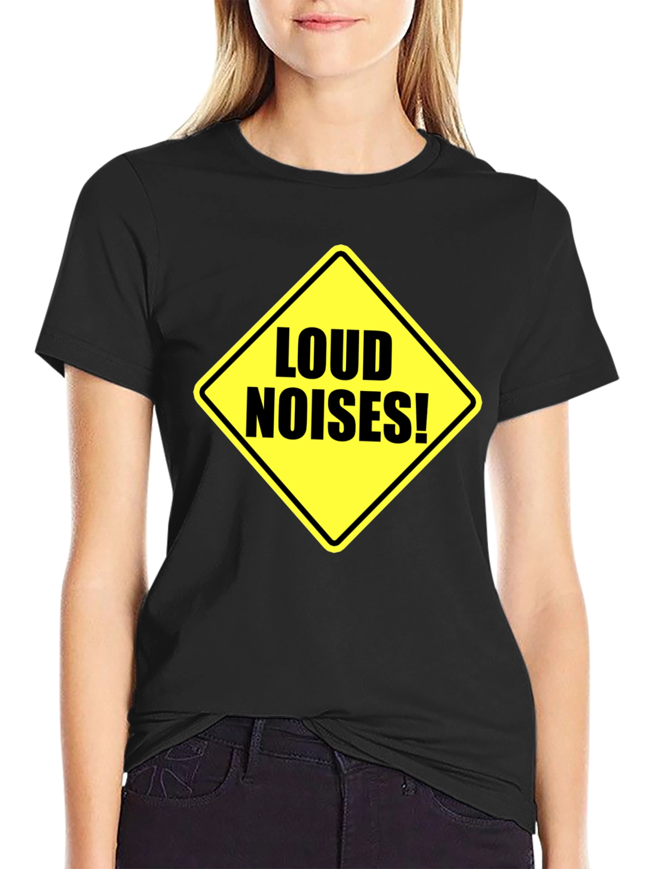 Loud Noises Warning Sign T-Shirt - Black