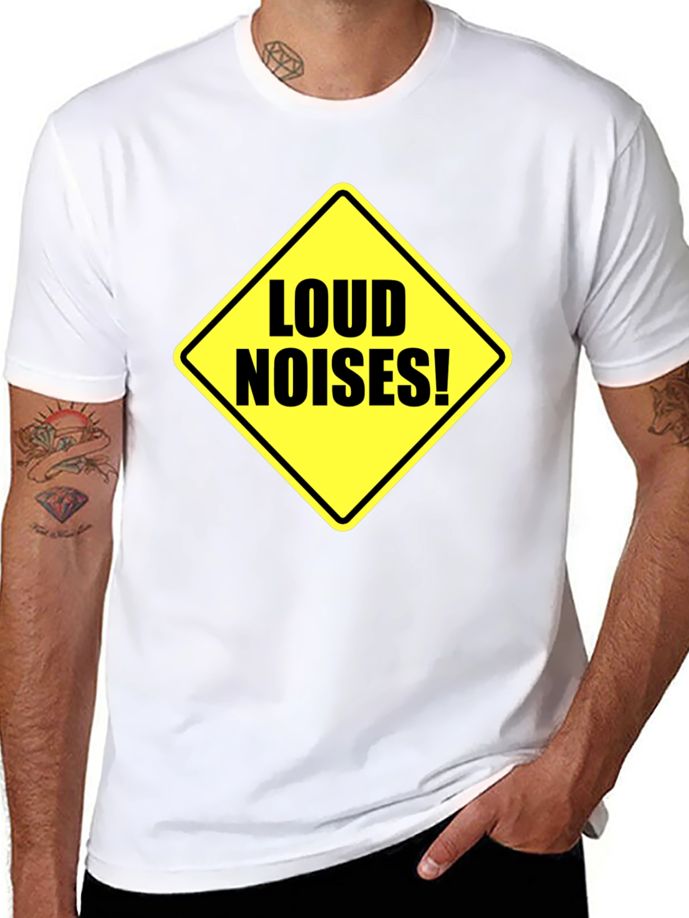 Loud Noises Warning Sign T-Shirt - Black