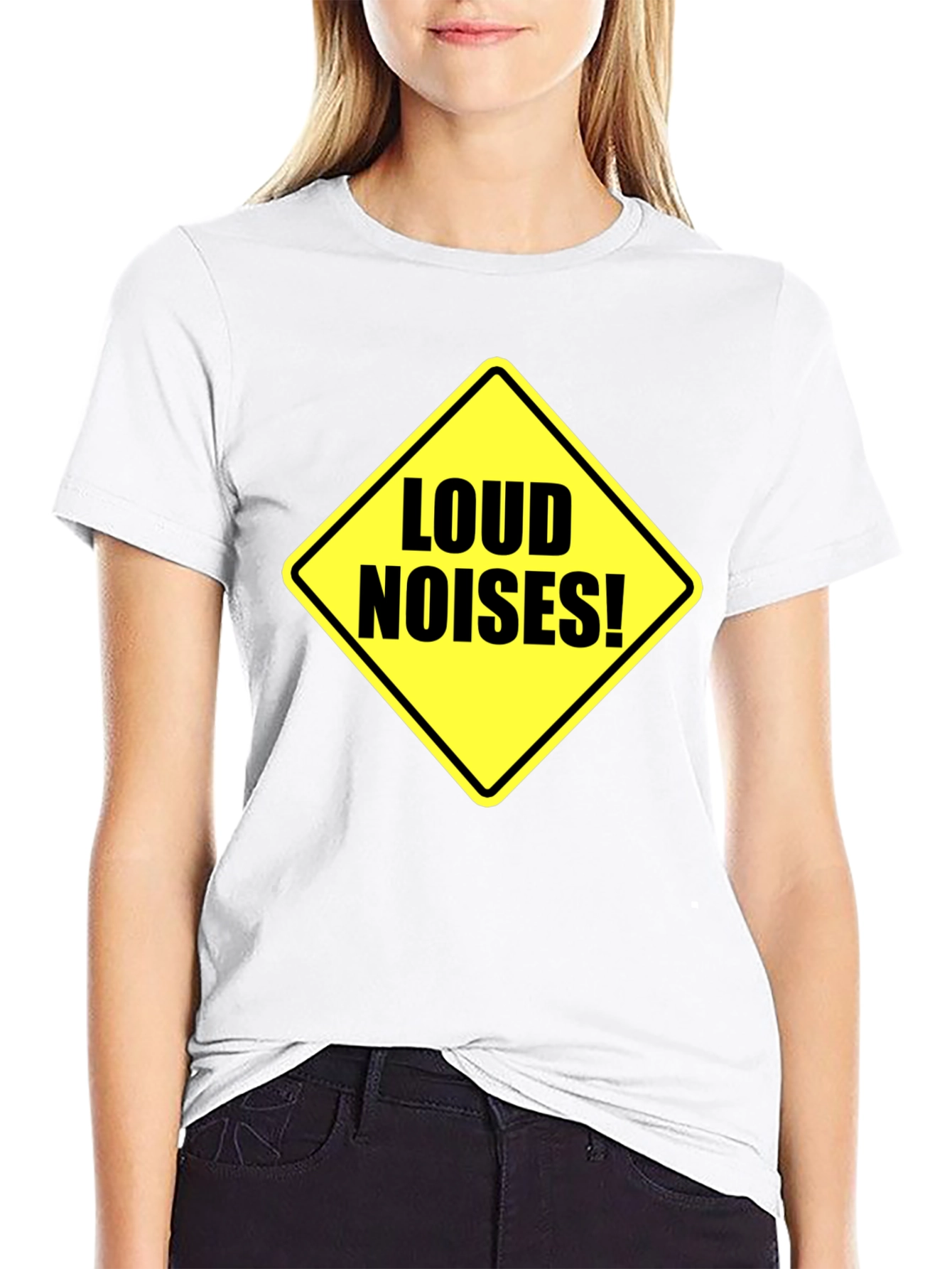Loud Noises Warning Sign T-Shirt - Black