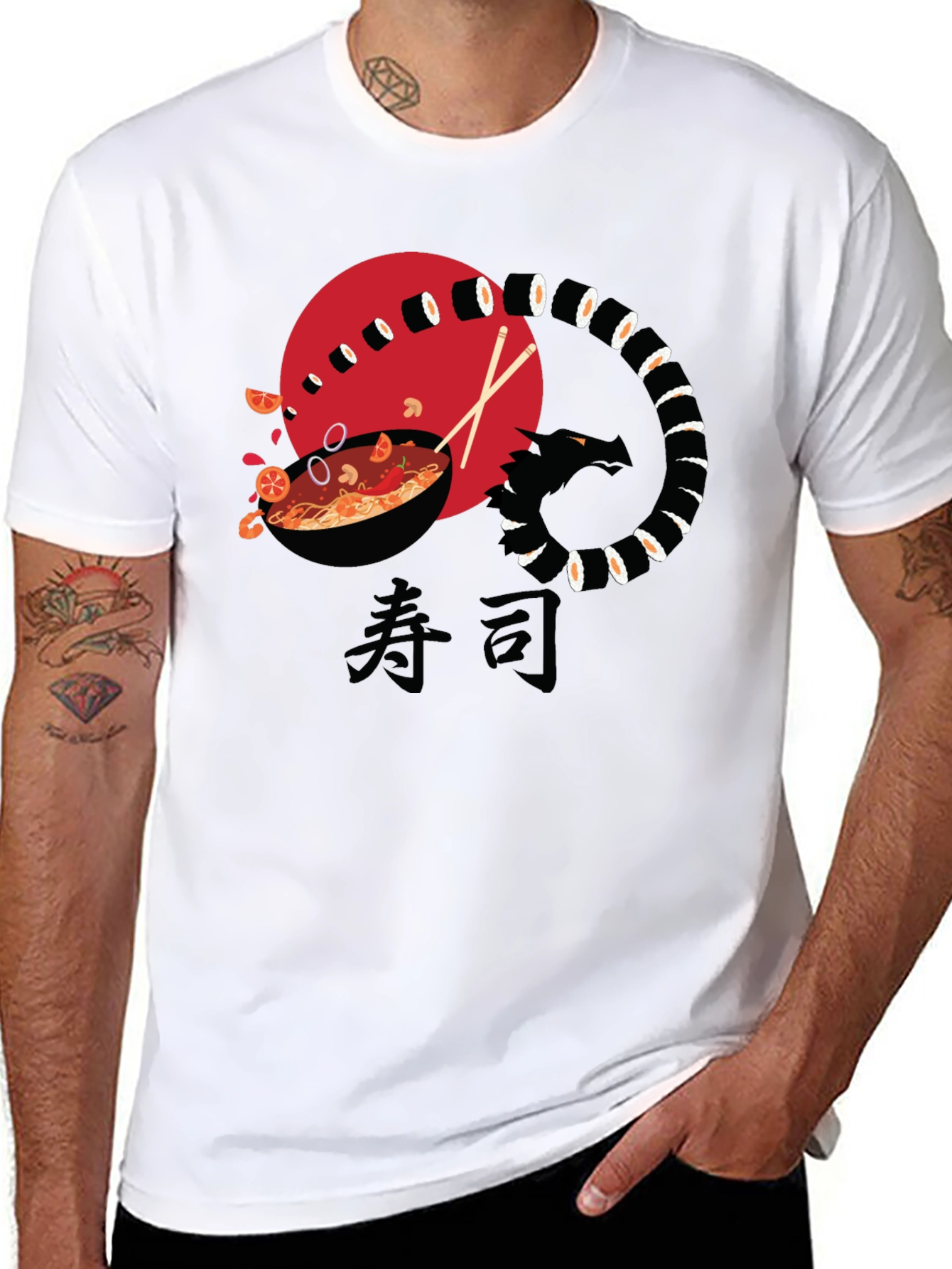Sushi Dragon Ramen Graphic T-Shirt