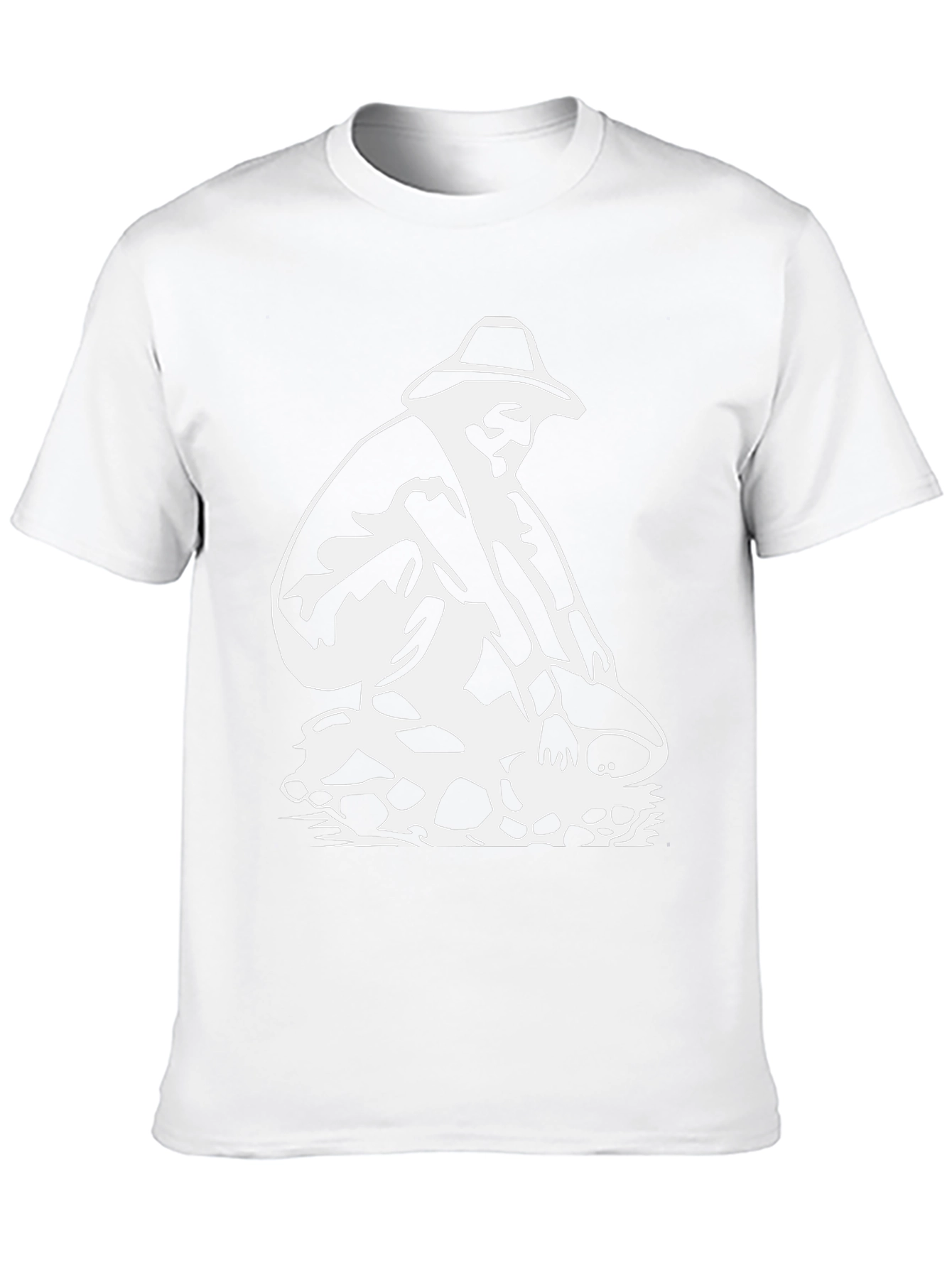 Black T-Shirt with White Gold Panning Design