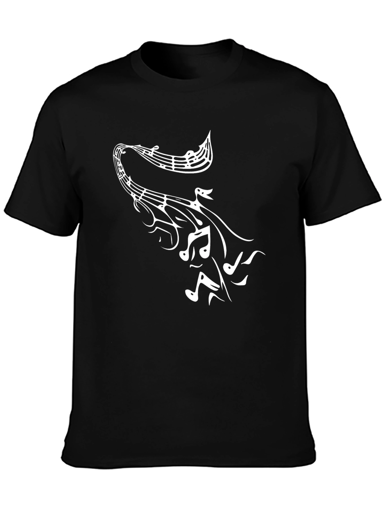 Musical Notes Mens Black Graphic T-Shirt