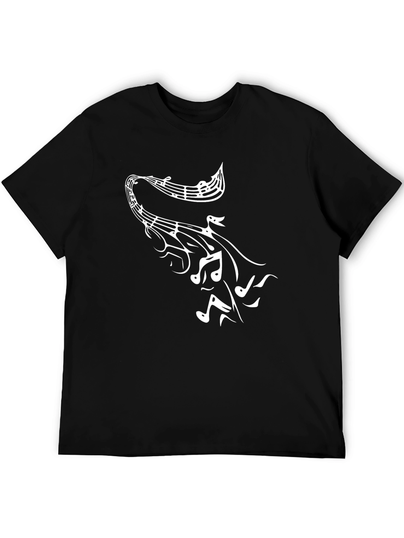 Musical Notes Mens Black Graphic T-Shirt