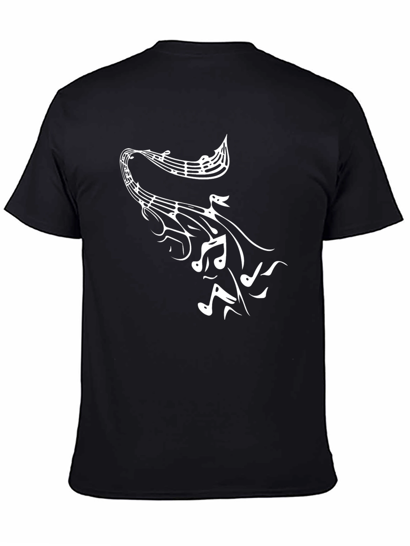 Musical Notes Mens Black Graphic T-Shirt