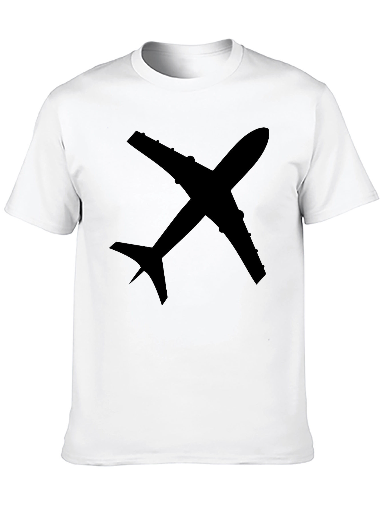Airplane Graphic Tee - Black Cotton Casual Shirt