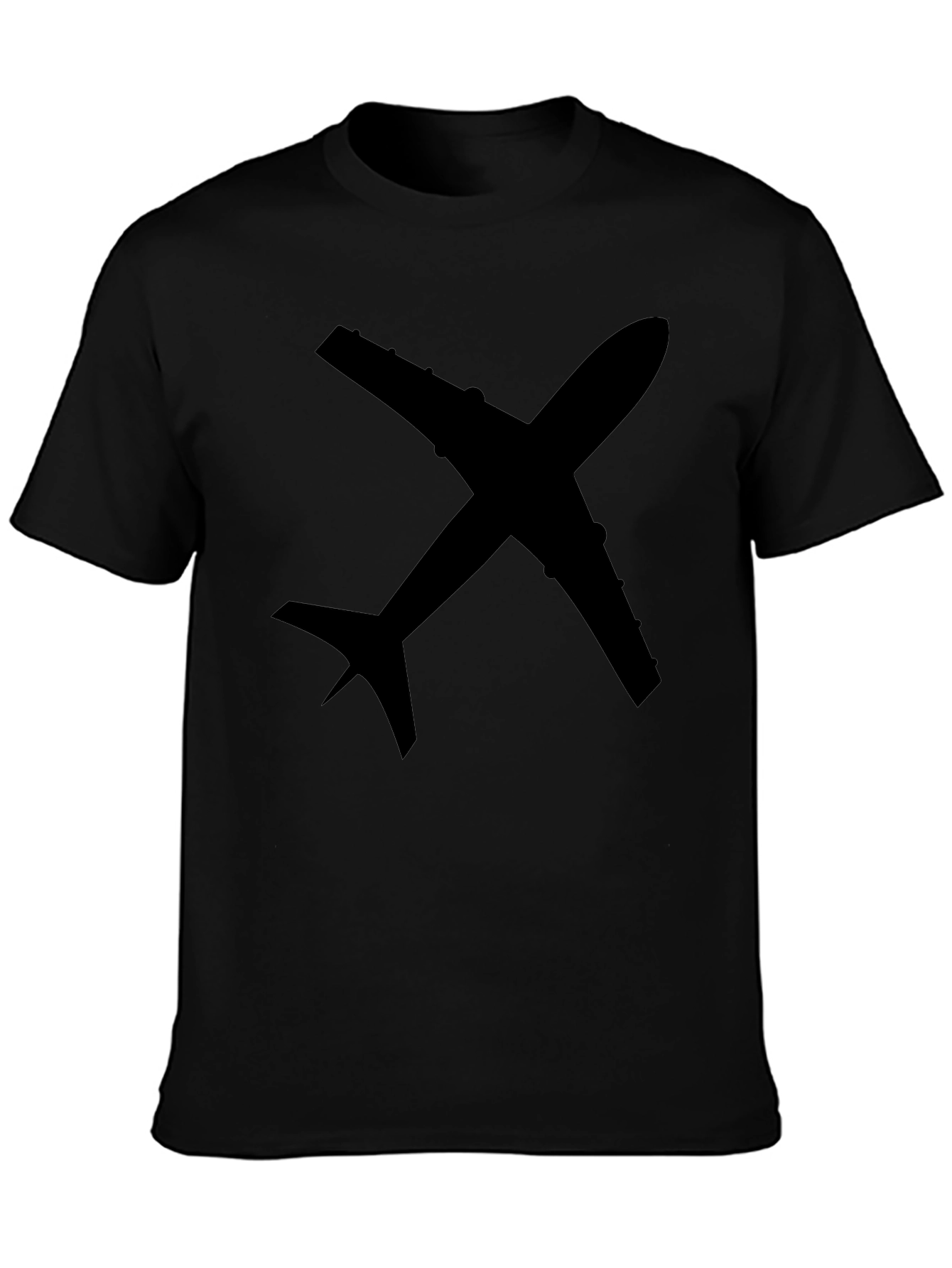 Airplane Graphic Tee - Black Cotton Casual Shirt
