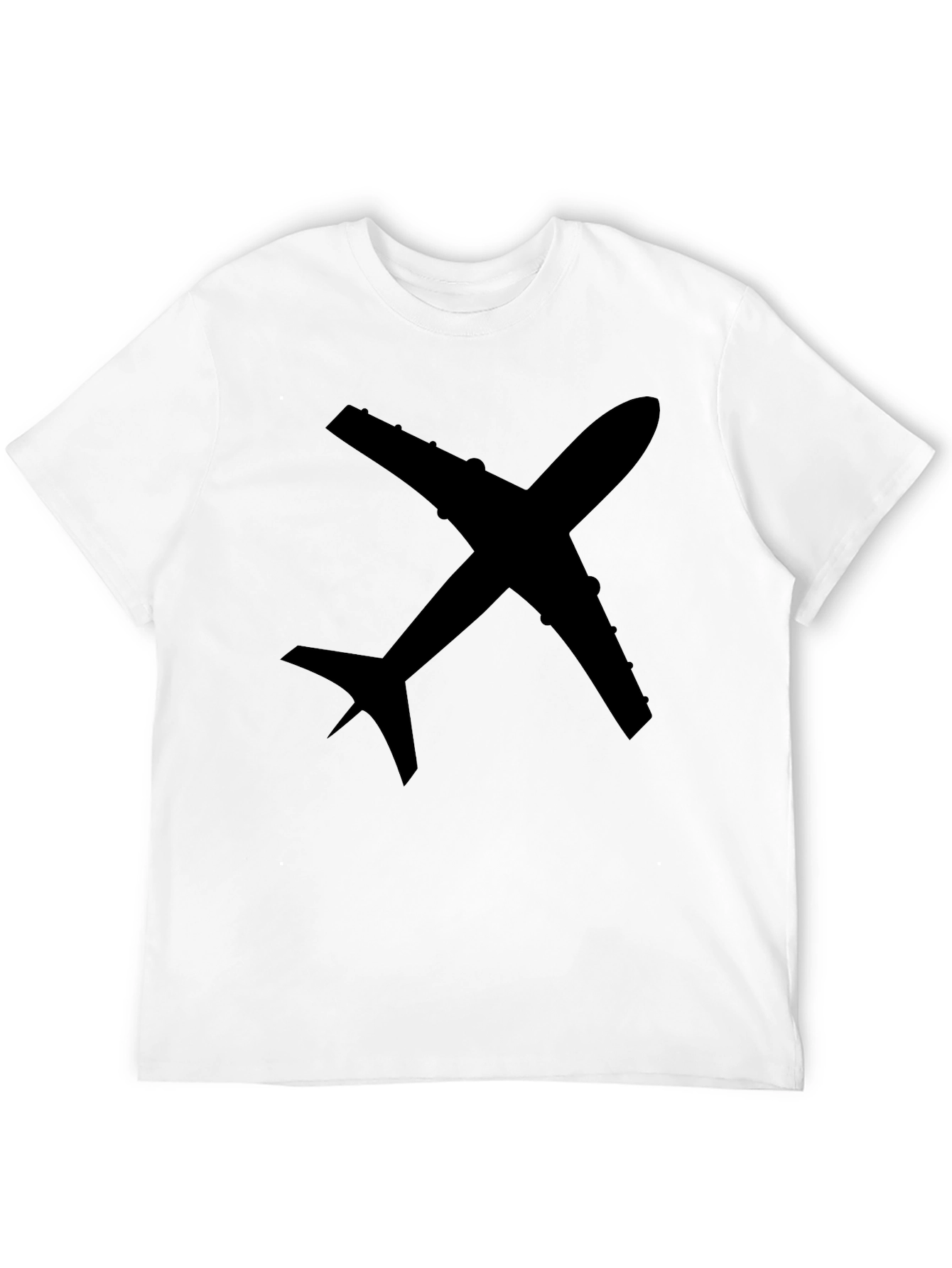 Airplane Graphic Tee - Black Cotton Casual Shirt