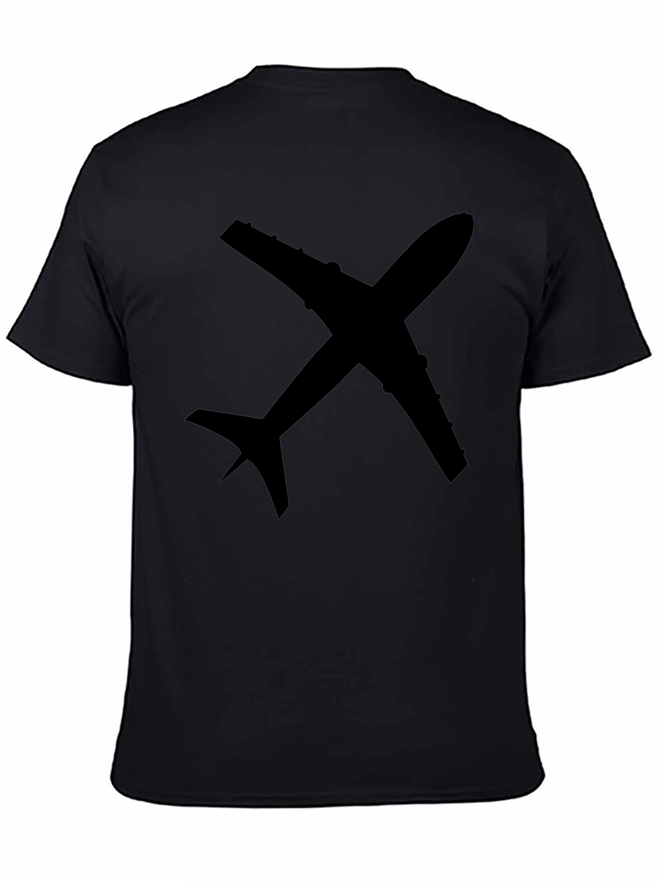 Airplane Graphic Tee - Black Cotton Casual Shirt