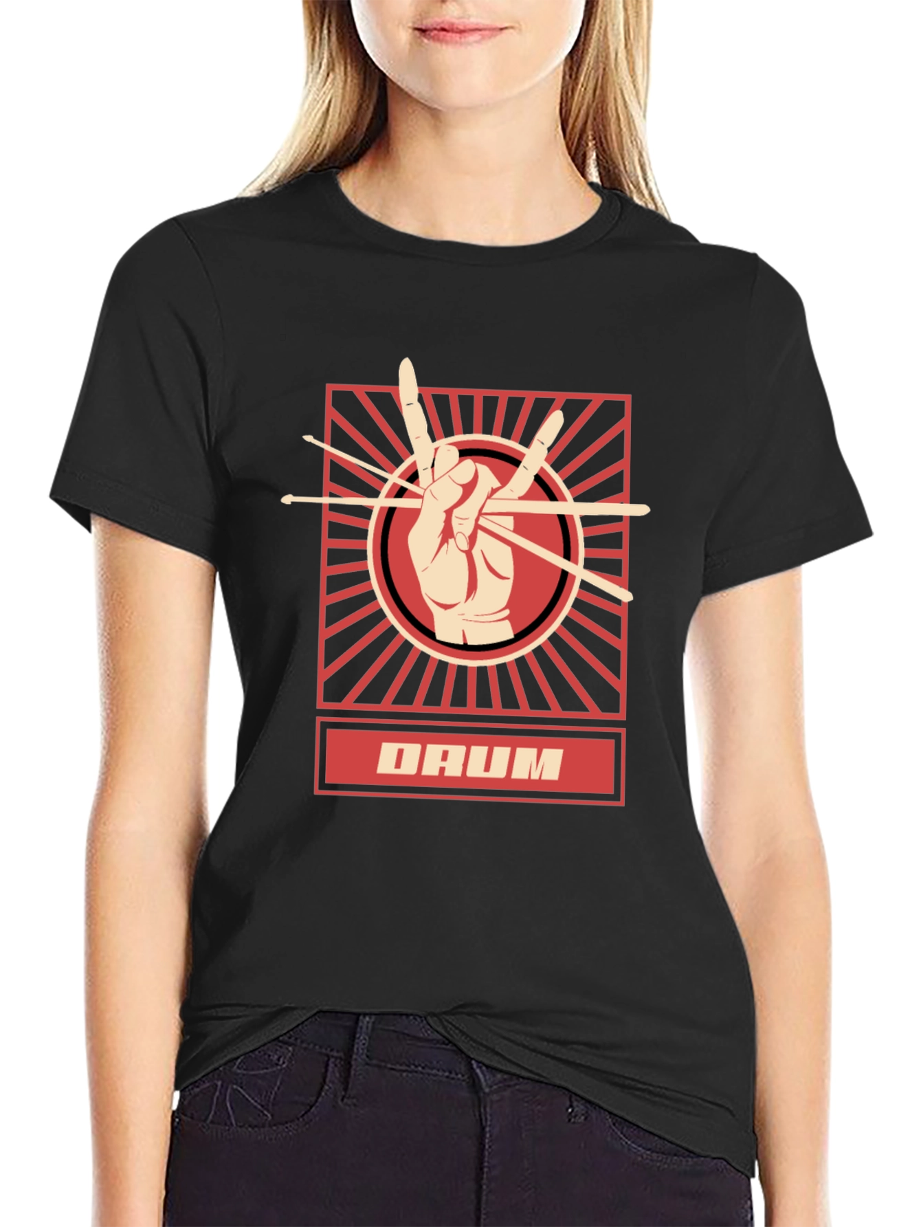 Drummer T-Shirt - Hand with Drumsticks Graphic Tee