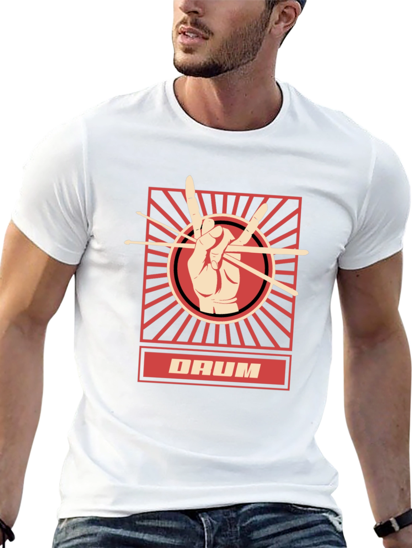 Drummer T-Shirt - Hand with Drumsticks Graphic Tee