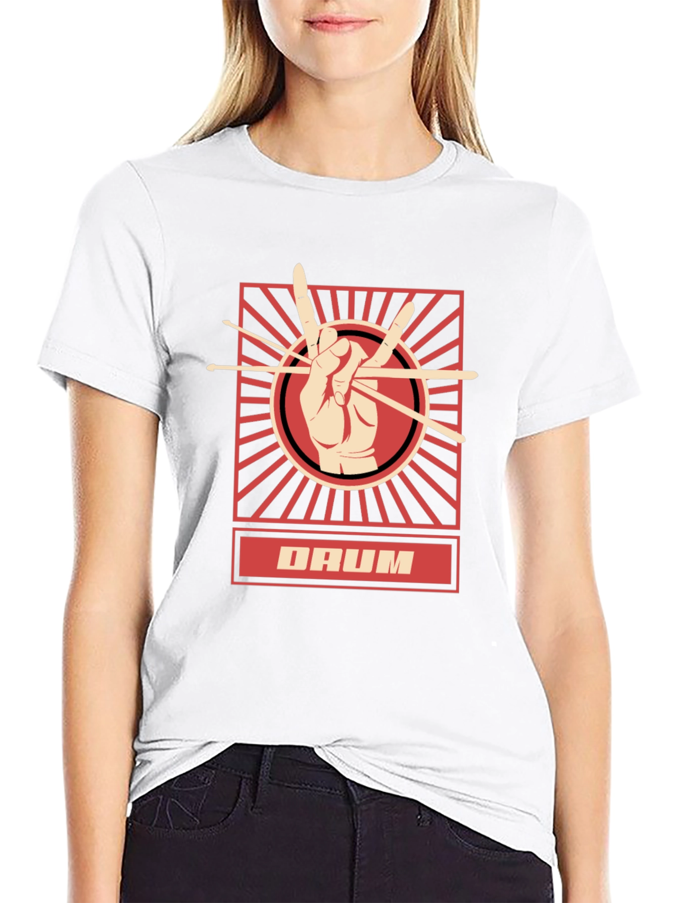 Drummer T-Shirt - Hand with Drumsticks Graphic Tee