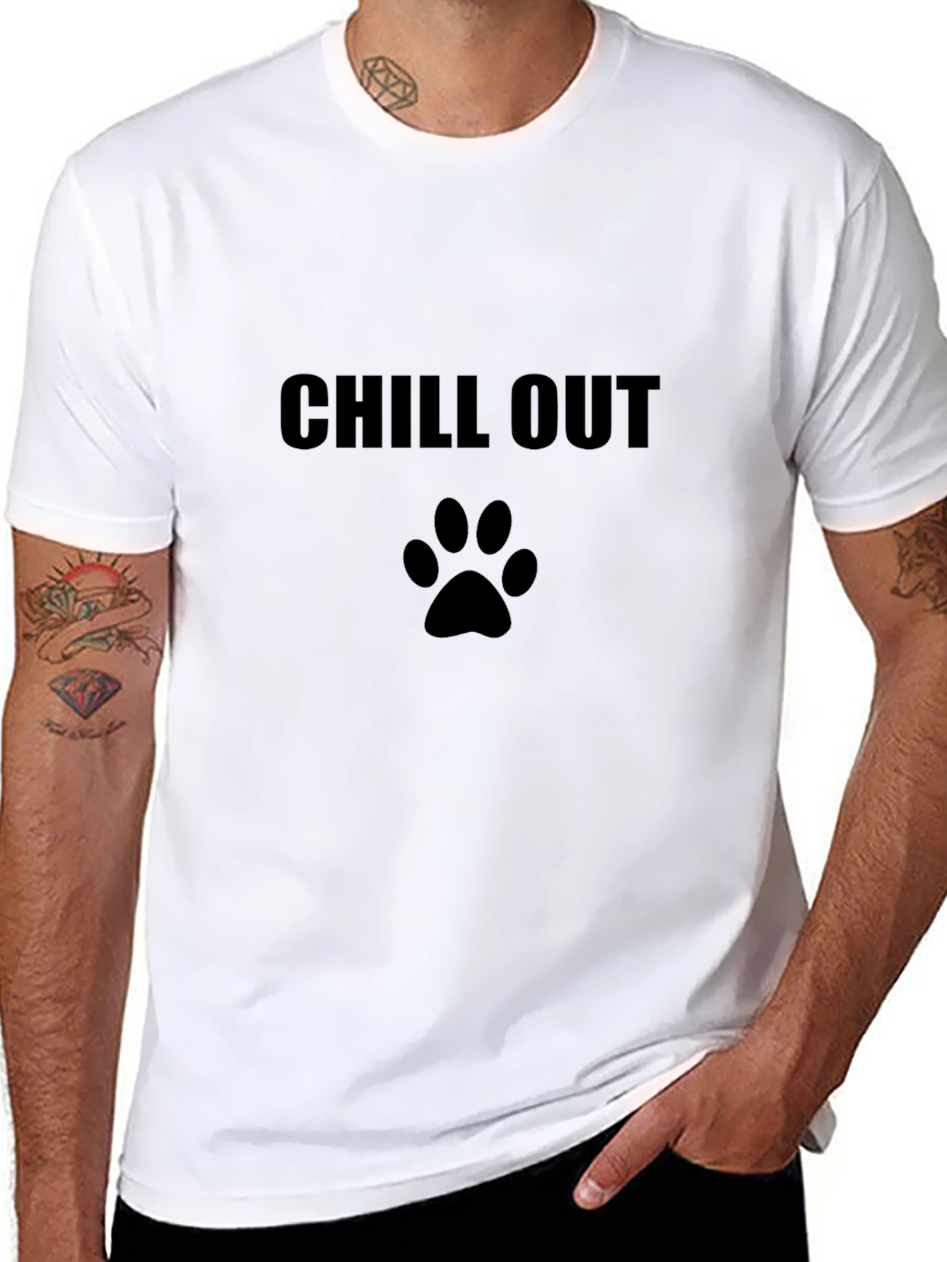 Chill Out Dog Paw Print Graphic T-Shirt