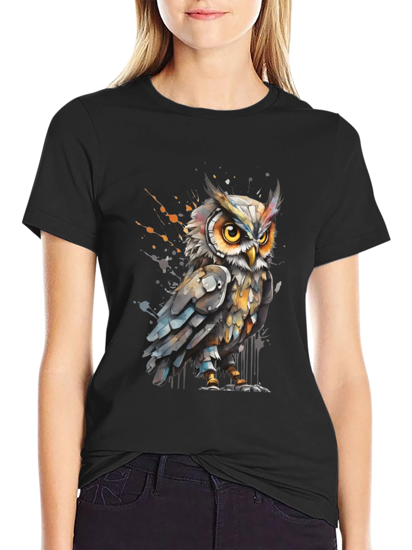Artistic Owl Graphic Tee - Cool Bird T-Shirt