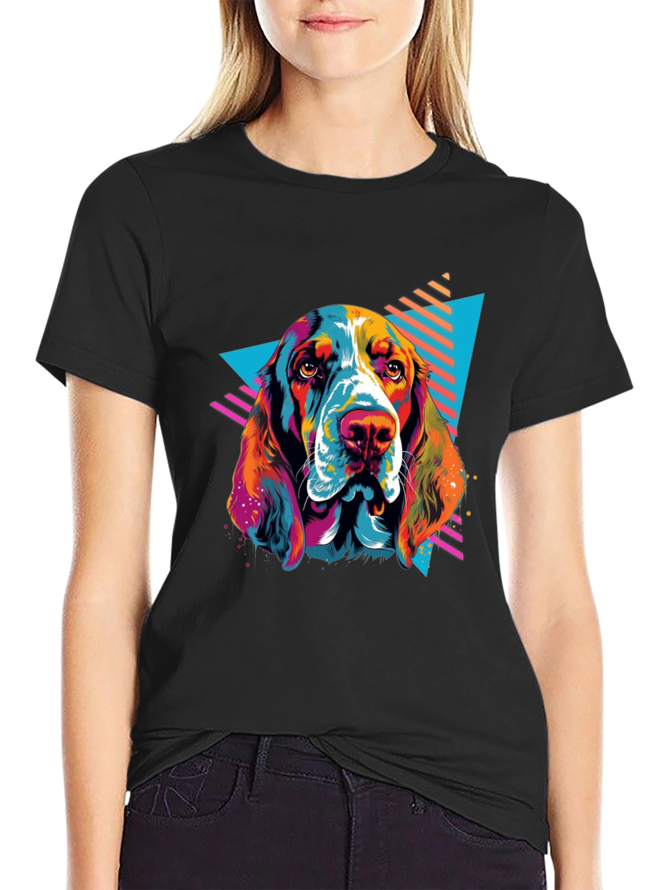 Retro Dog Graphic Tee - Black