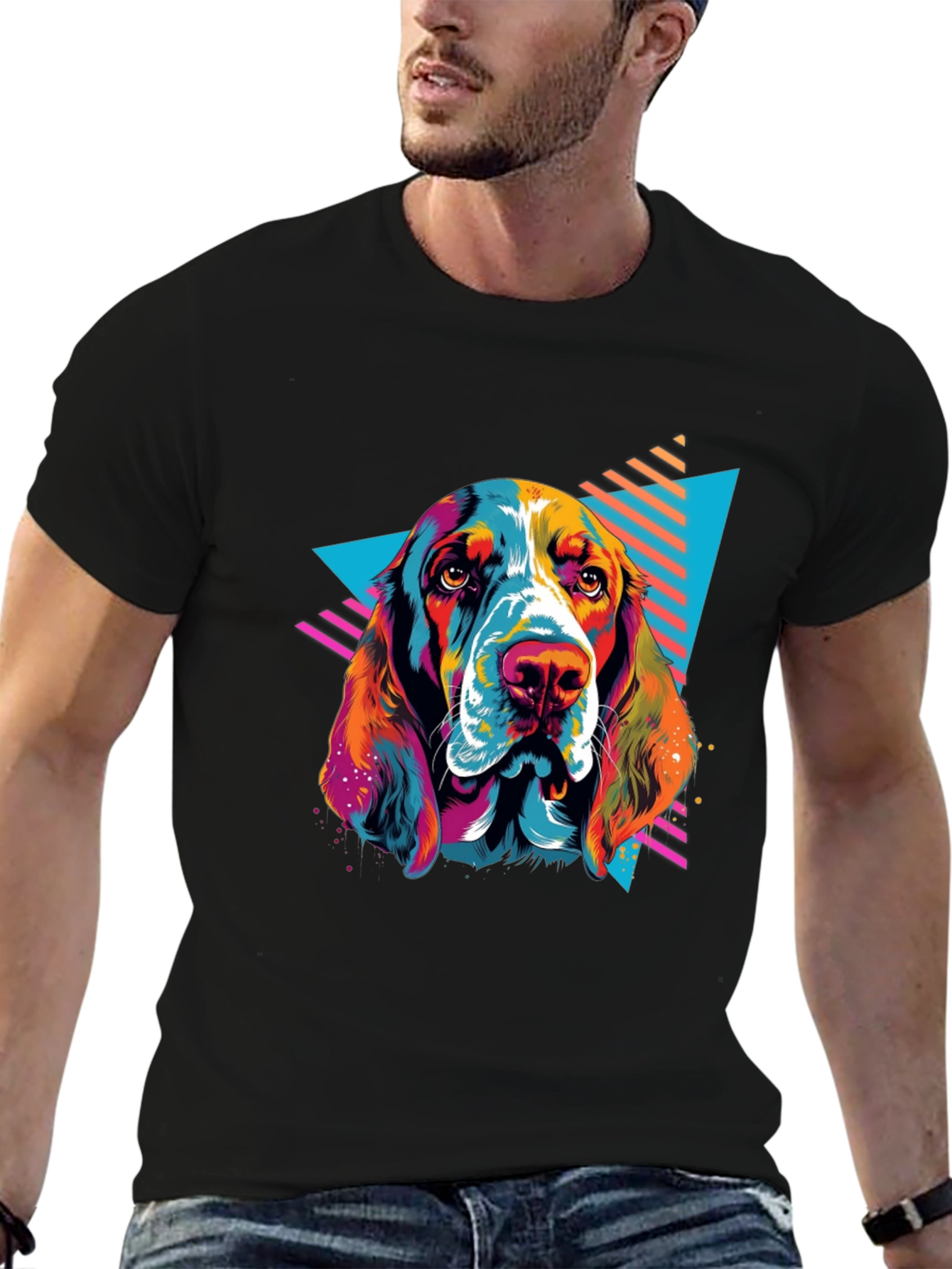 Retro Dog Graphic Tee - Black