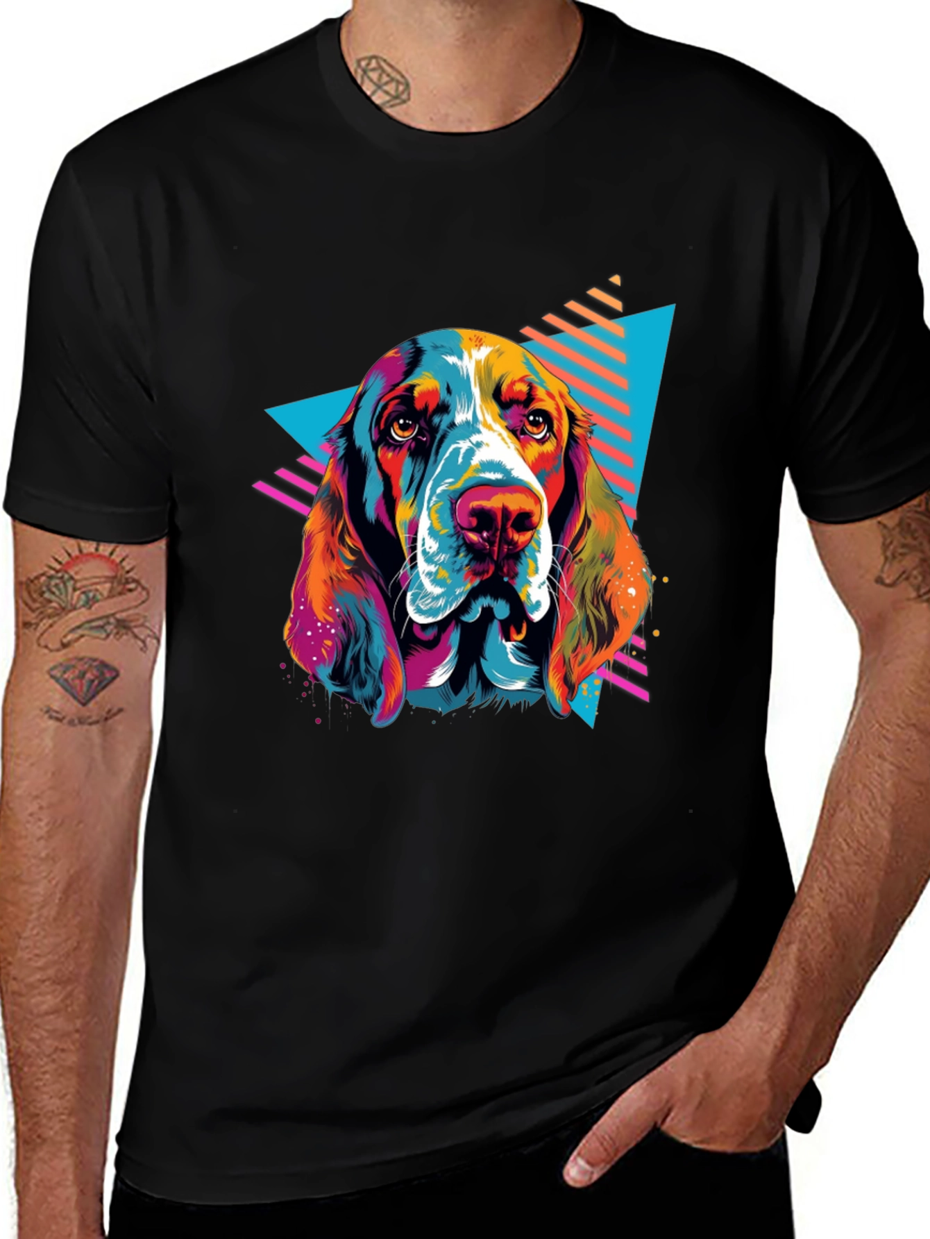 Retro Dog Graphic Tee - Black
