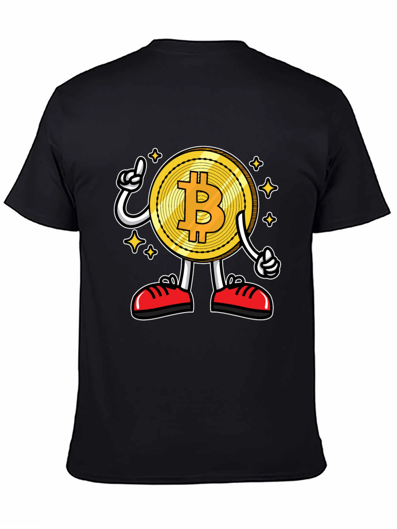 Bitcoin Cartoon Graphic Black T-Shirt