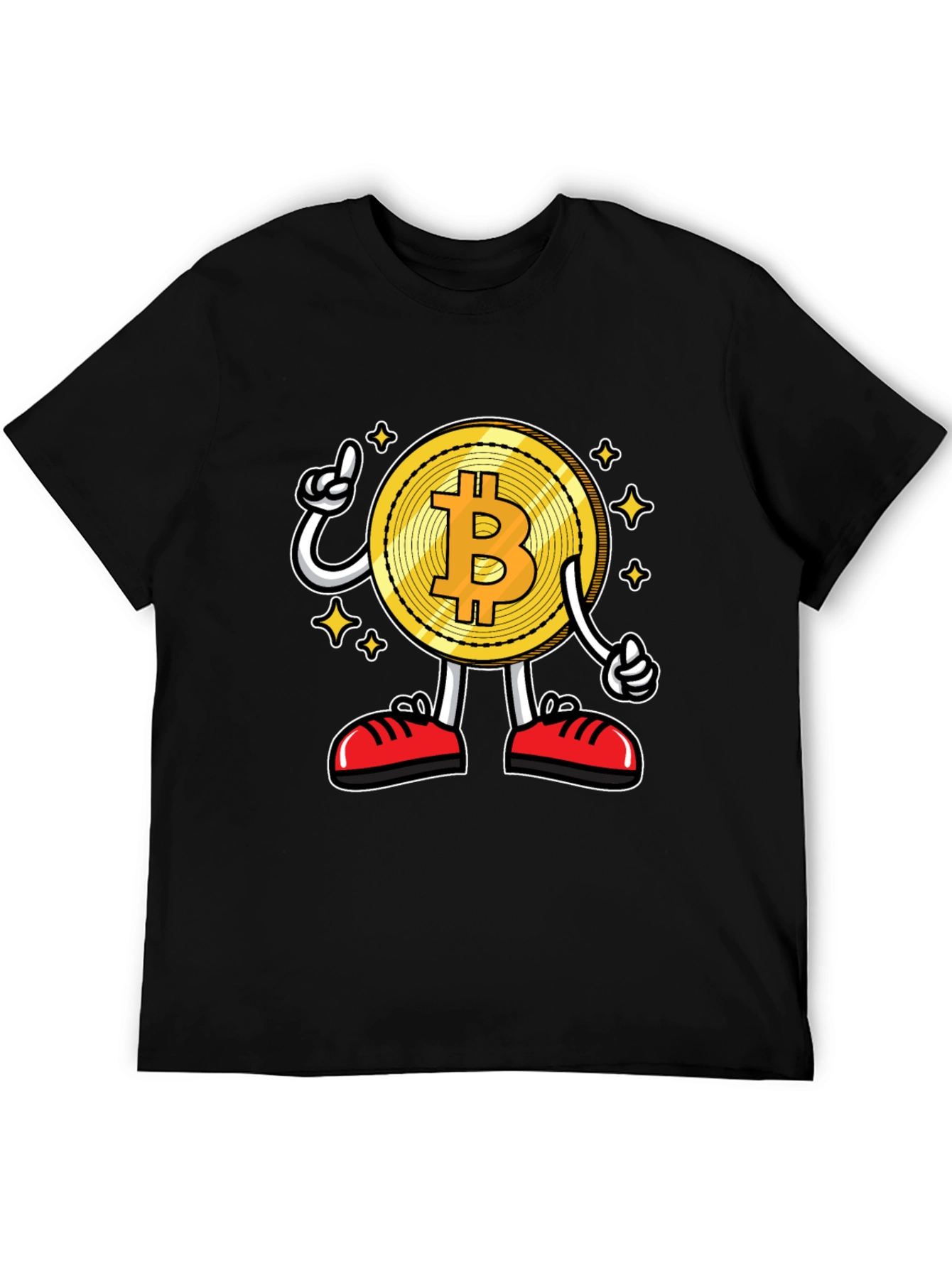 Bitcoin Cartoon Graphic Black T-Shirt