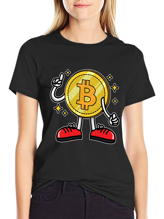 Bitcoin Cartoon Graphic Black T-Shirt