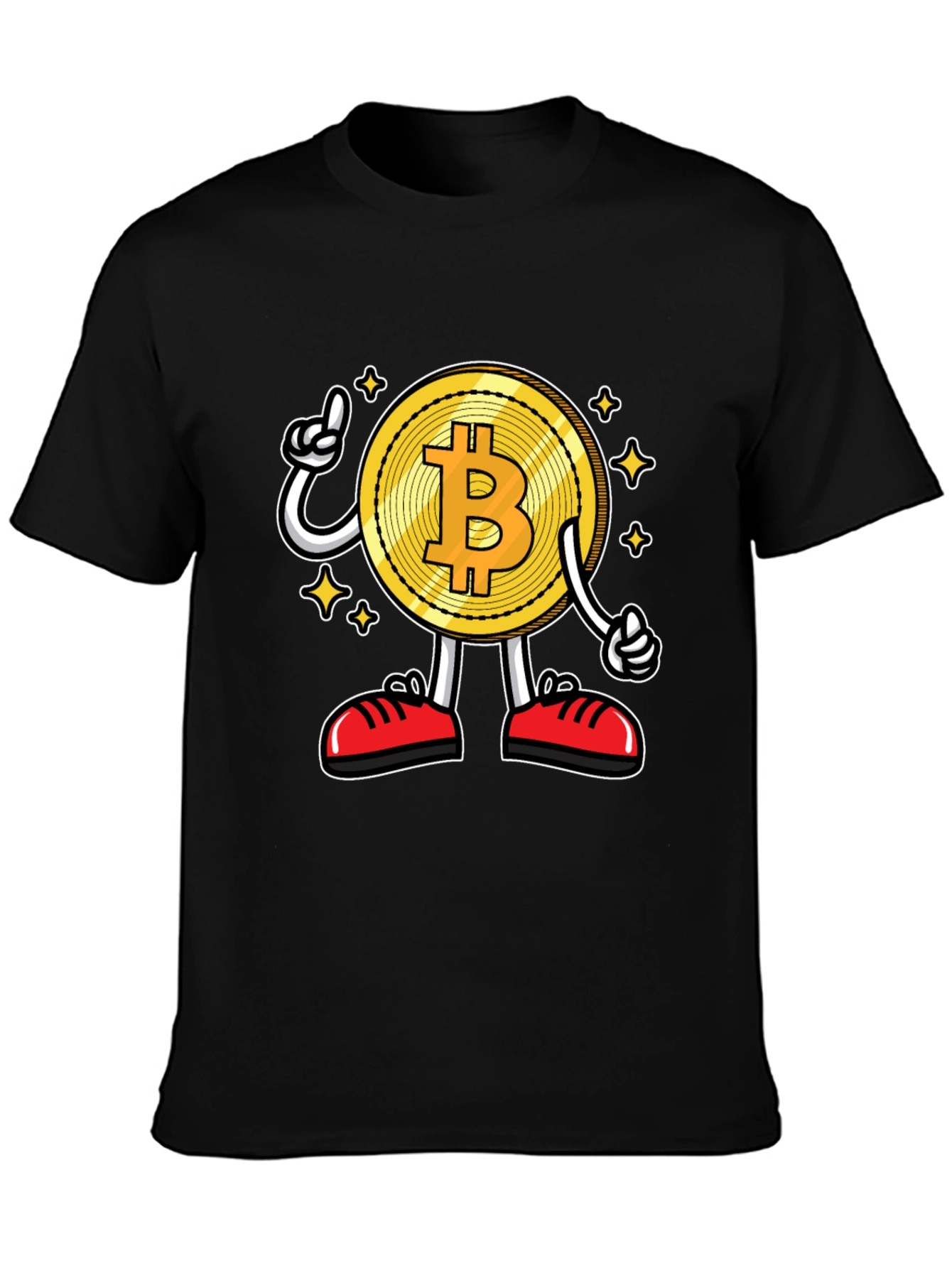 Bitcoin Cartoon Graphic Black T-Shirt