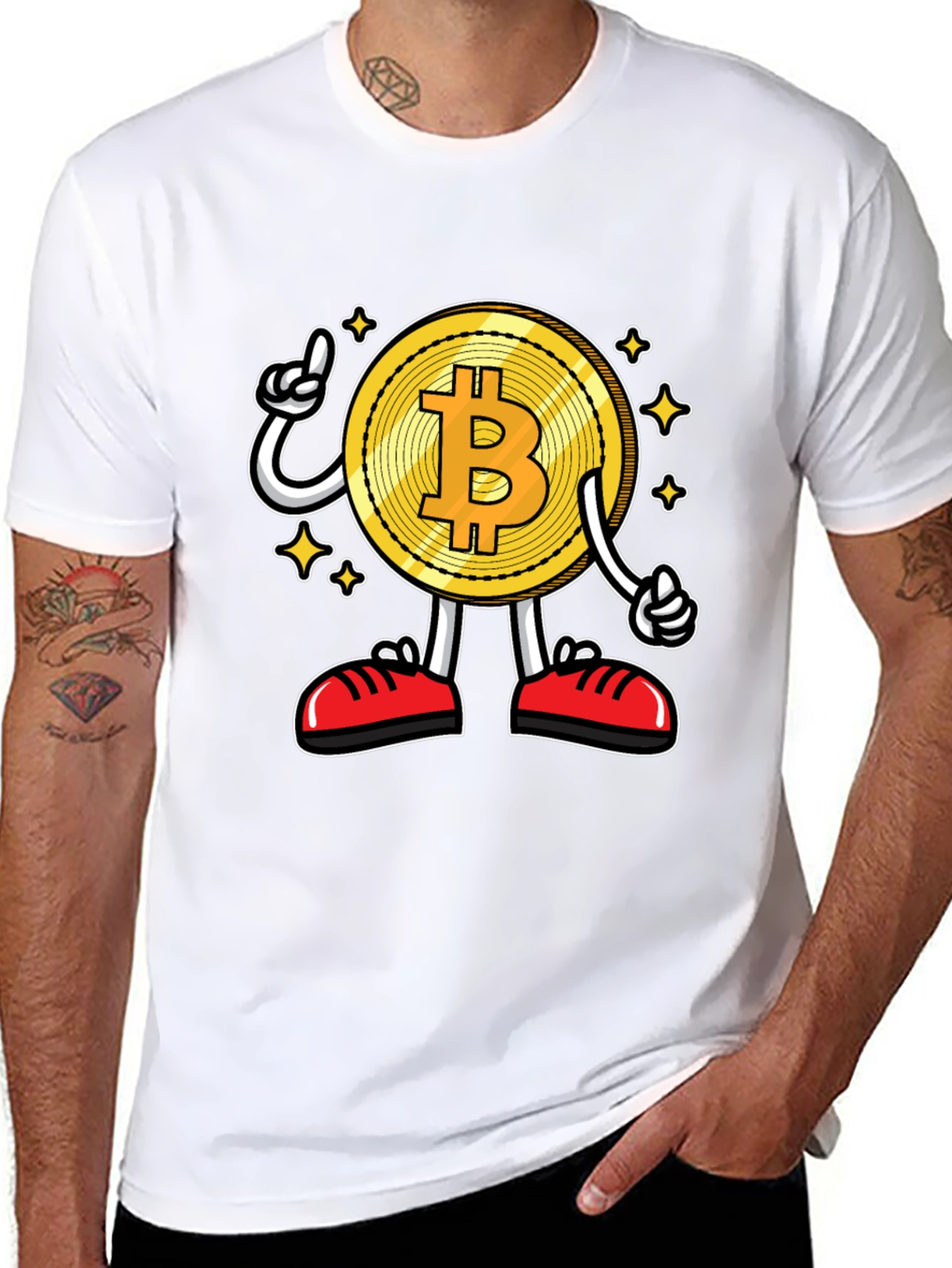Bitcoin Cartoon Graphic Black T-Shirt