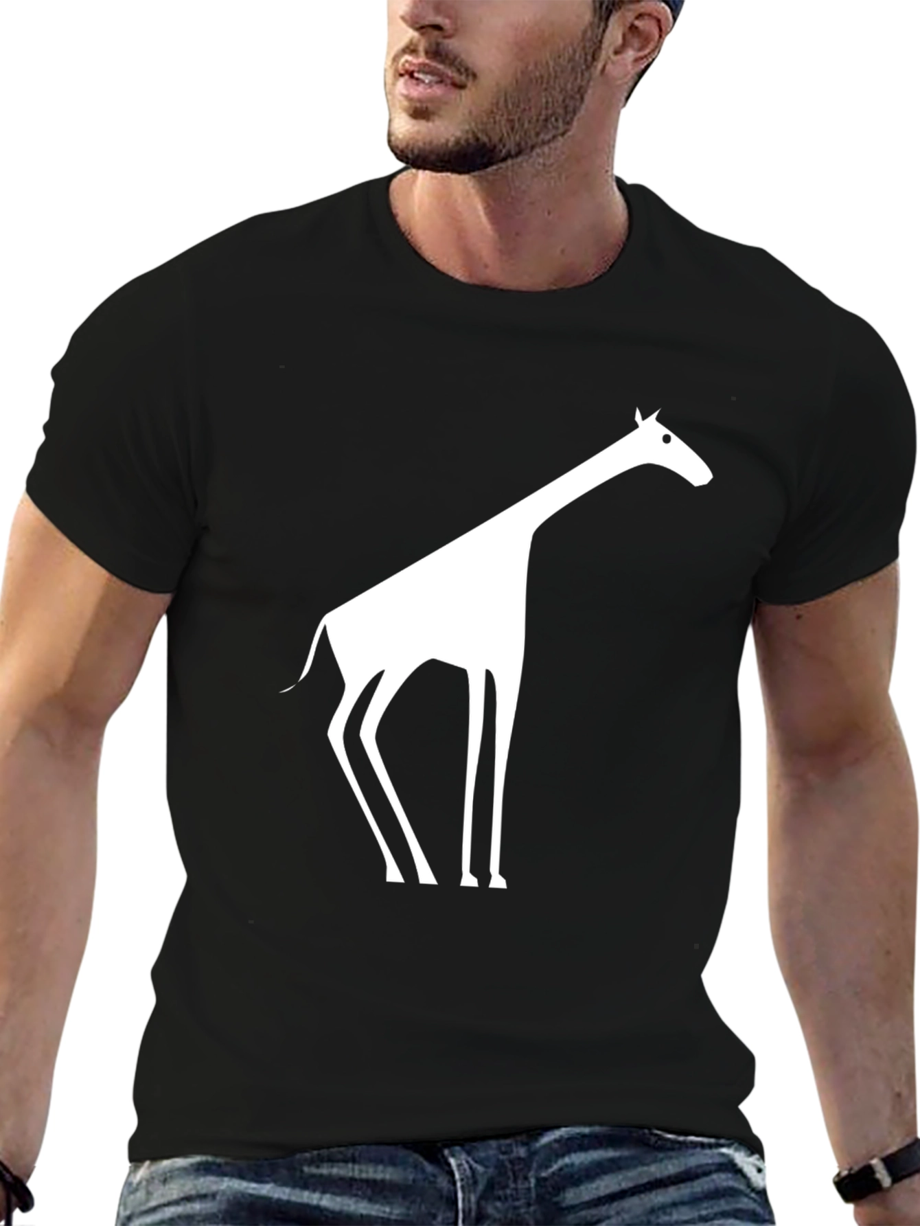 Giraffe Graphic Black T-Shirt