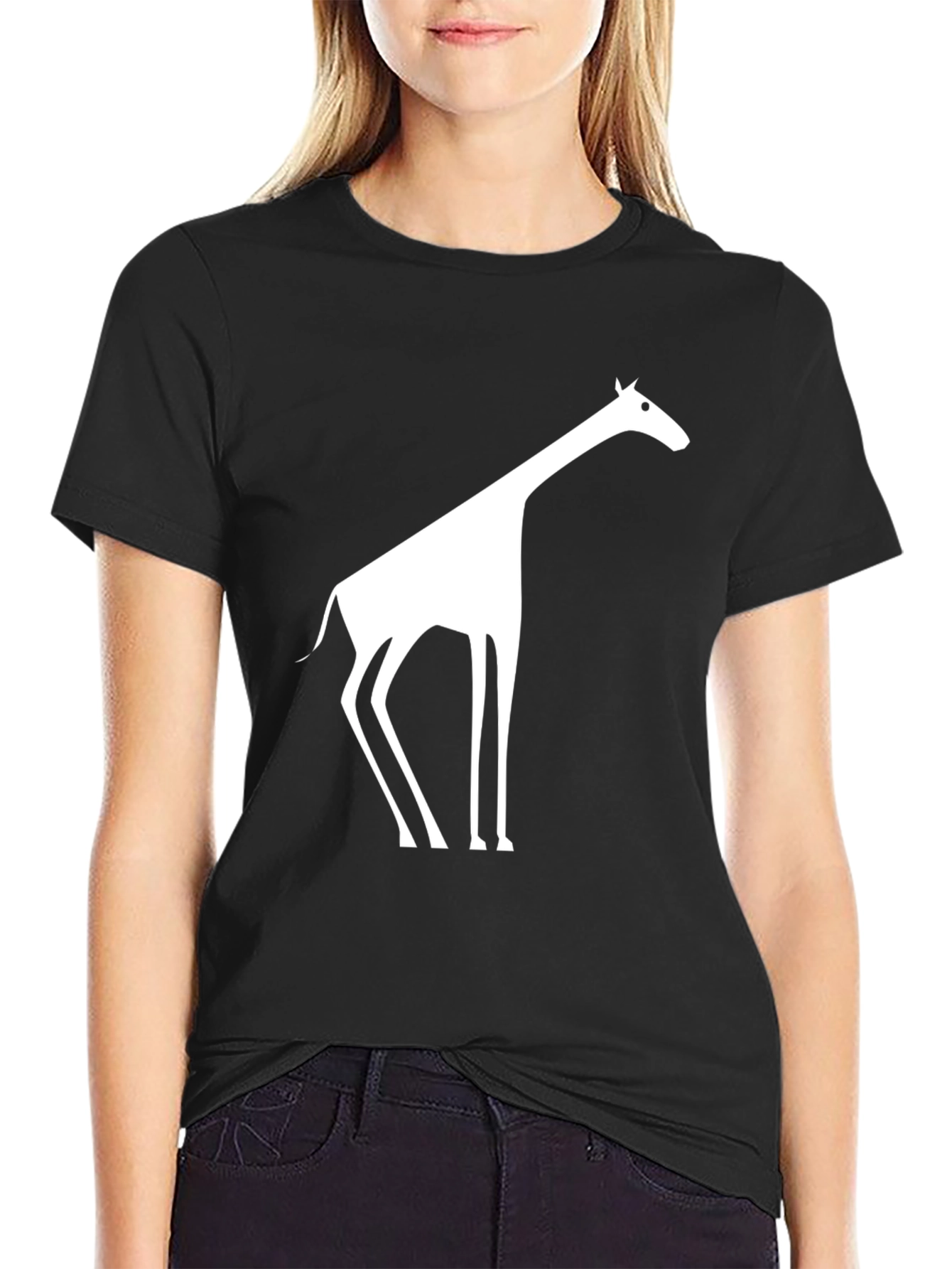 Giraffe Graphic Black T-Shirt
