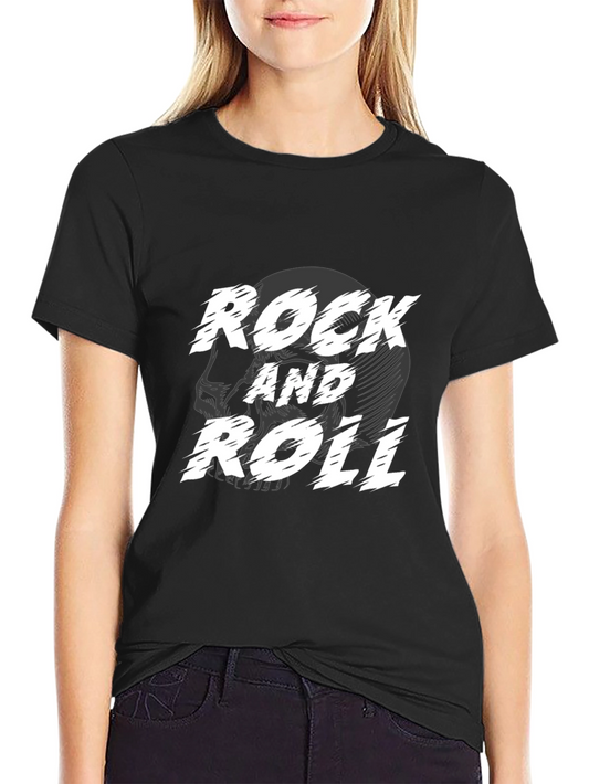 Rock and Roll Skull Graphic Black T-Shirt