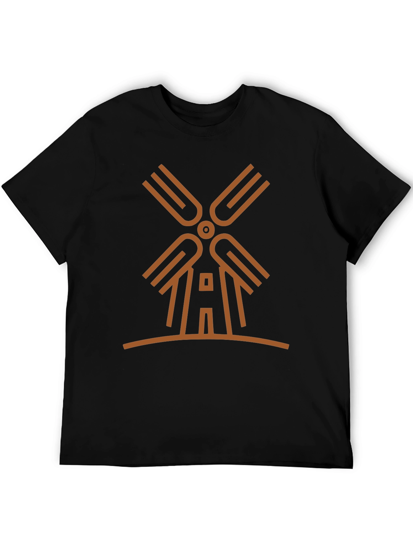 Modern Windmill Graphic Tee - Black Cotton Blend