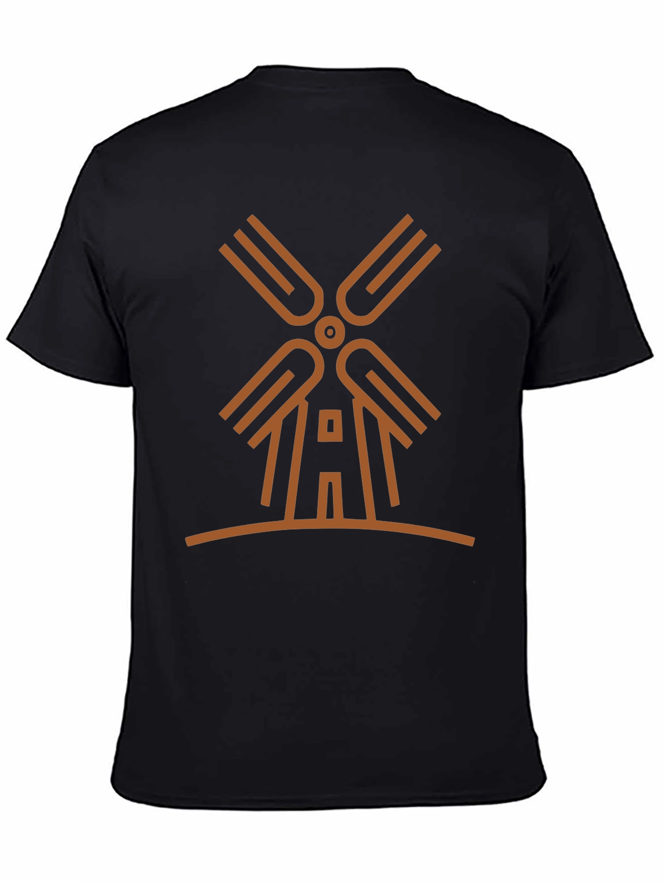 Modern Windmill Graphic Tee - Black Cotton Blend
