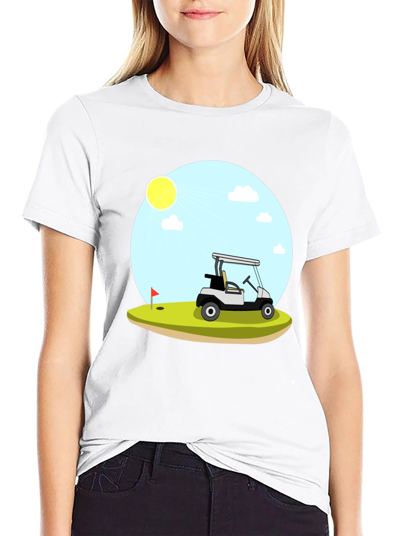 Golf Cart Scene Graphic T-Shirt