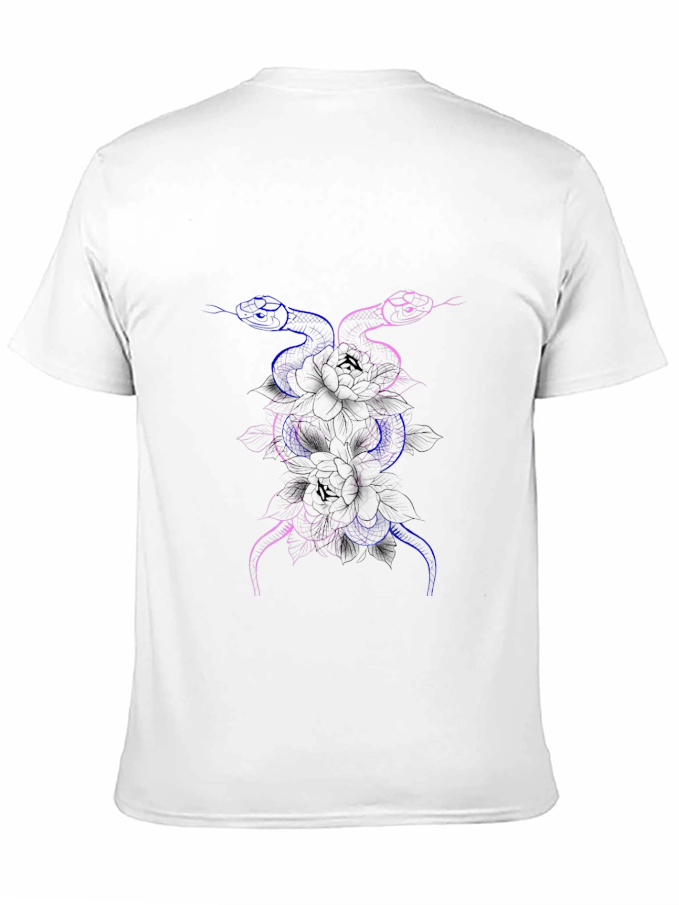 Snake & Flower Graphic Print Black T-Shirt