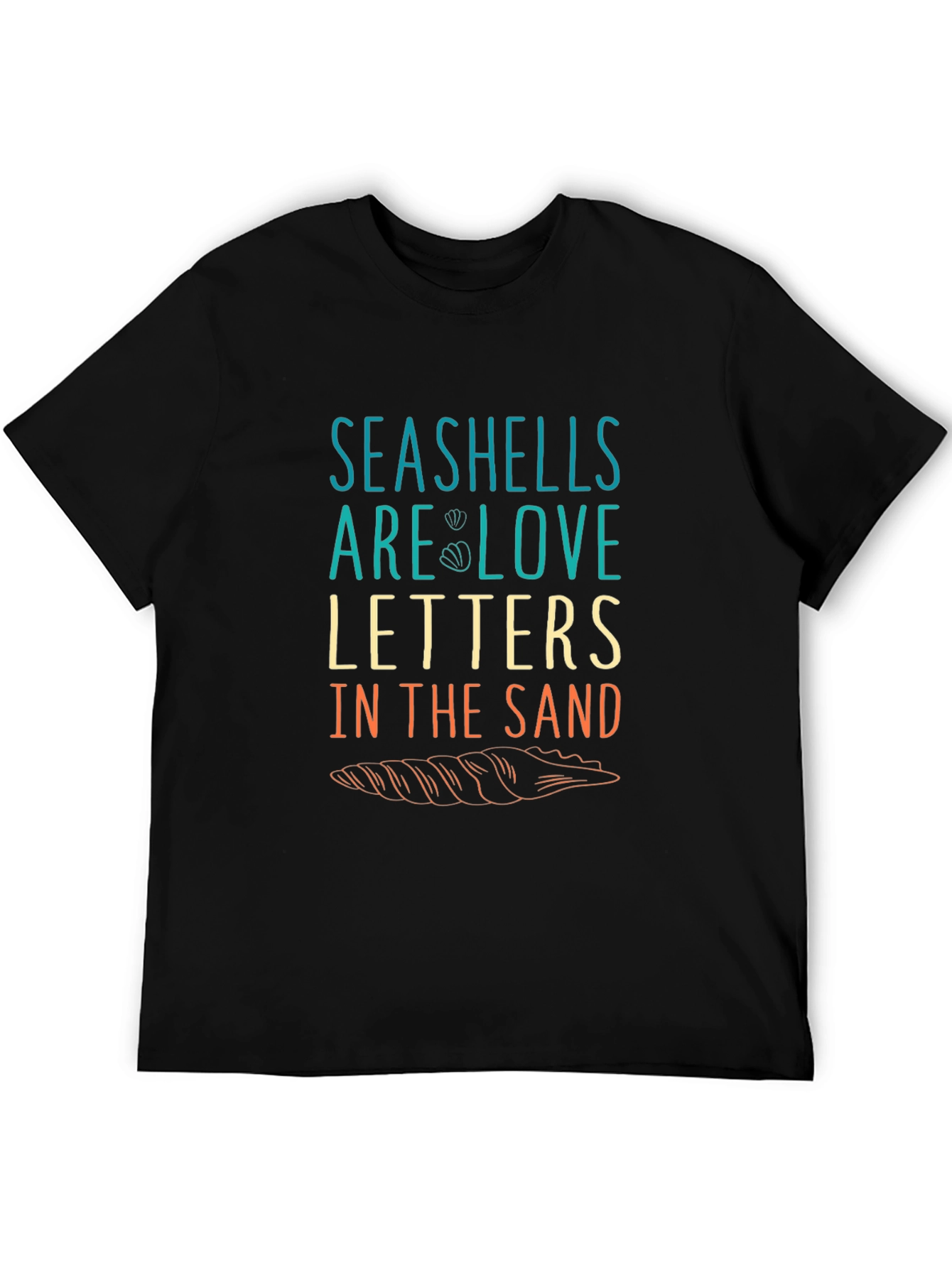 Seashells Love Letters Graphic T-Shirt - Black