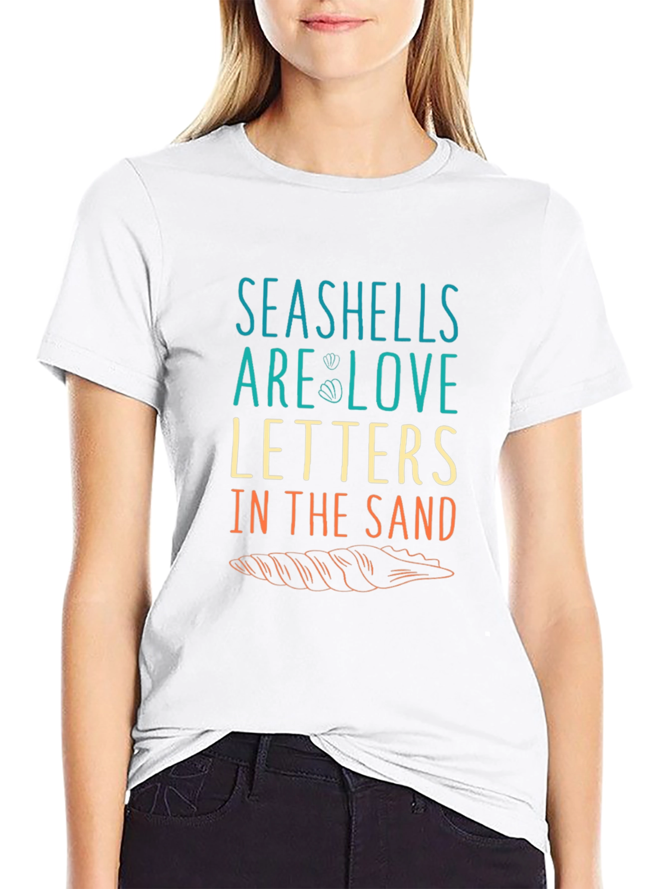 Seashells Love Letters Graphic T-Shirt - Black