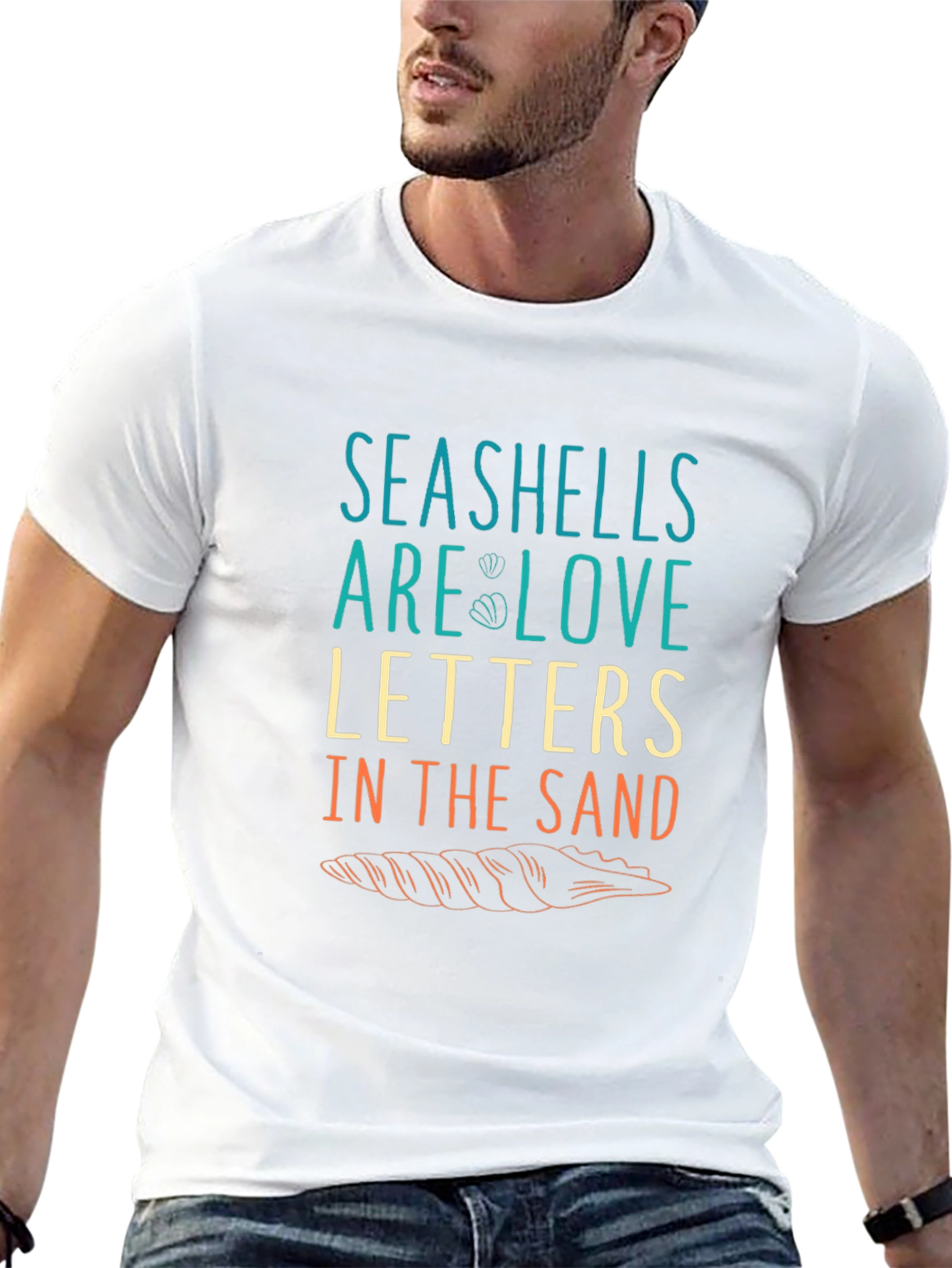 Seashells Love Letters Graphic T-Shirt - Black
