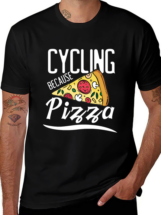 Cycling Because Pizza Graphic Tee