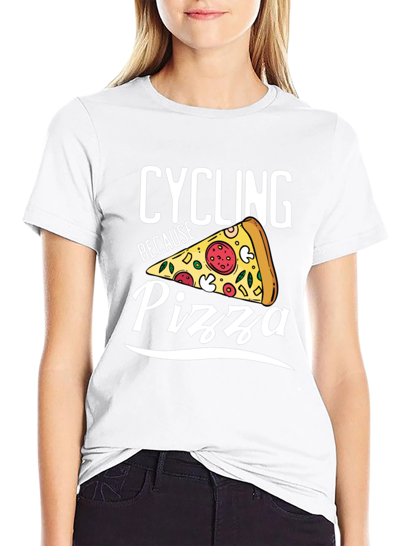 Cycling Because Pizza Graphic Tee