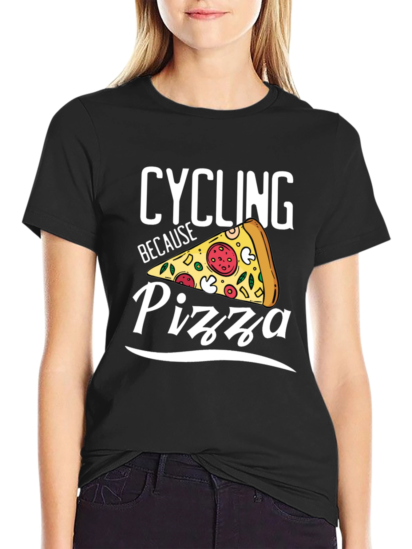 Cycling Because Pizza Graphic Tee