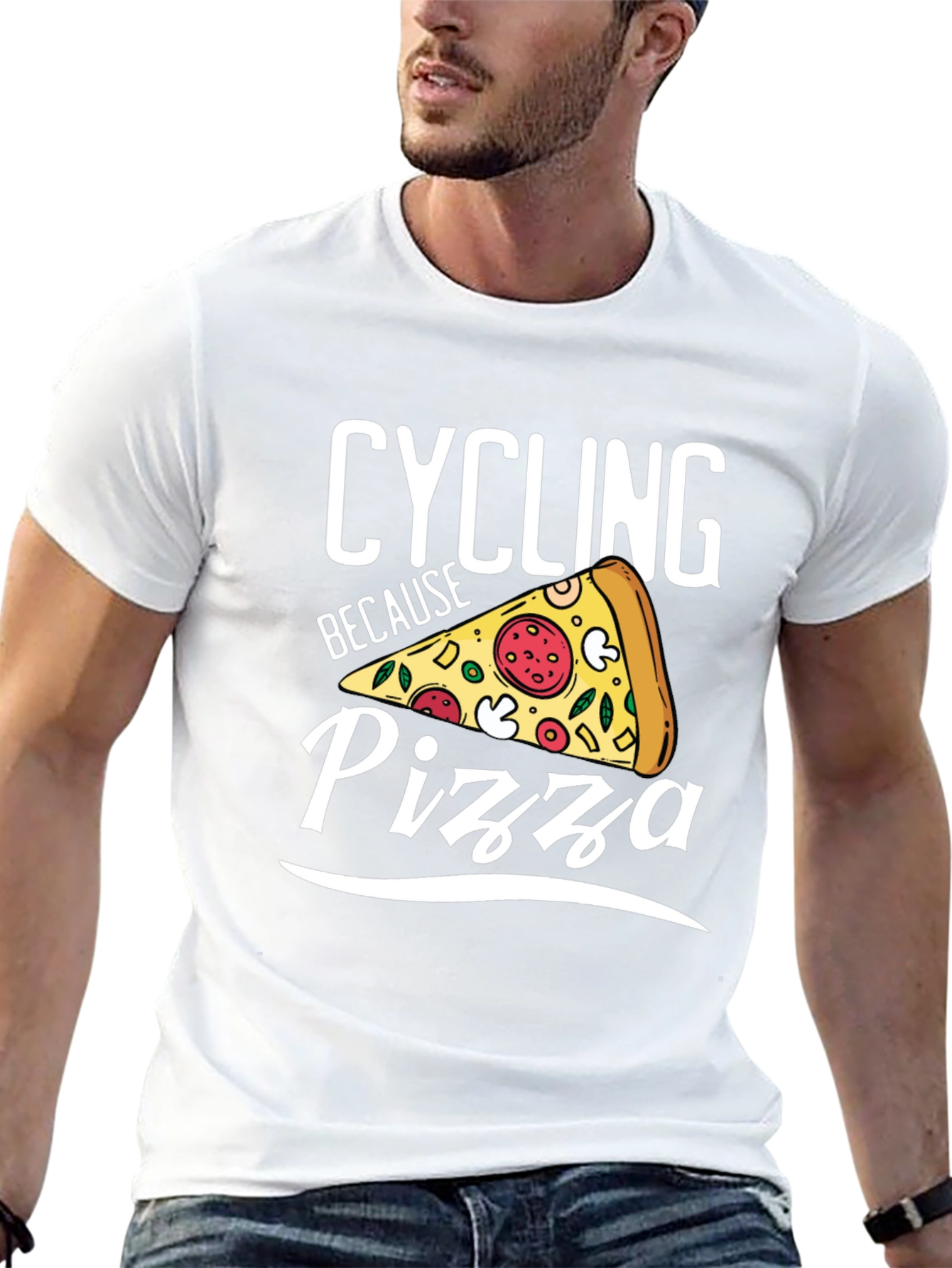 Cycling Because Pizza Graphic Tee