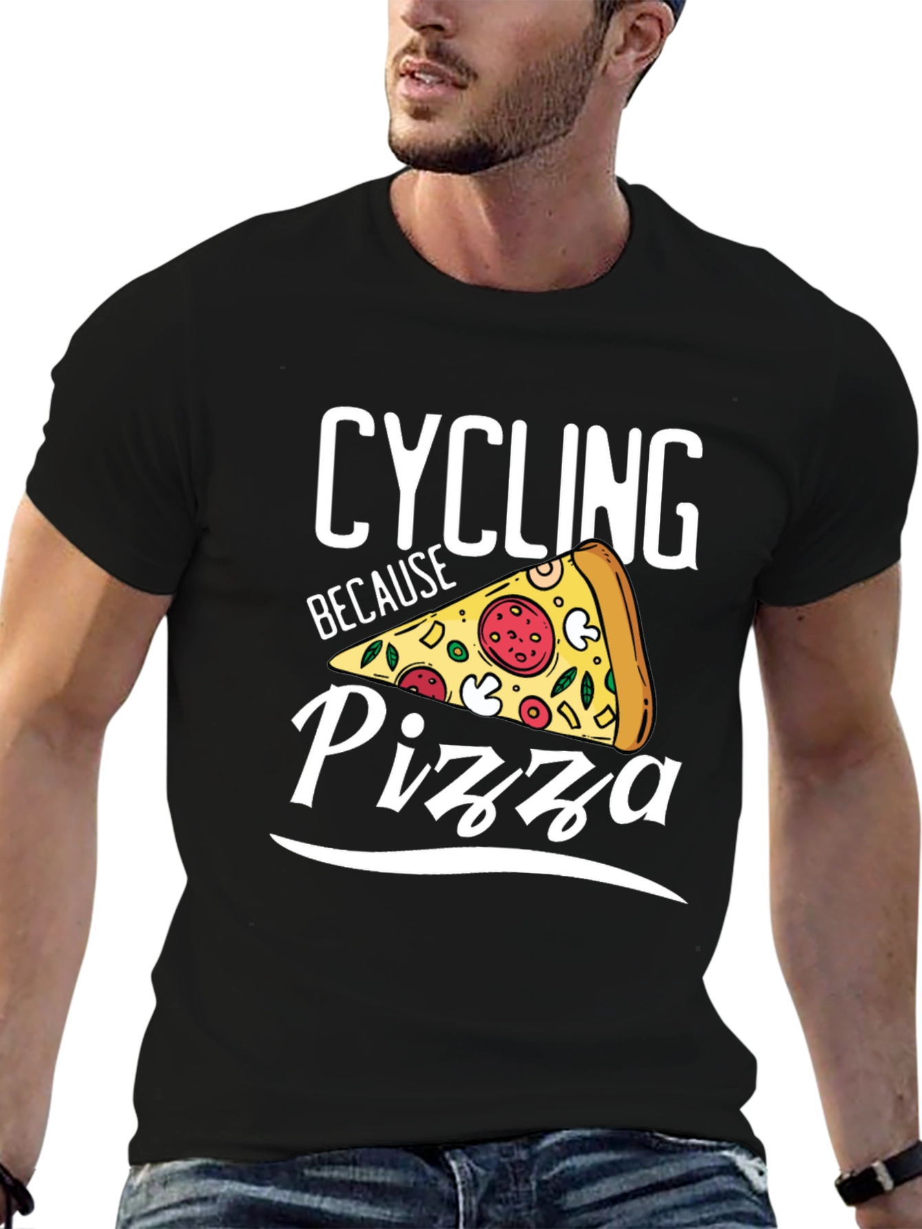 Cycling Because Pizza Graphic Tee