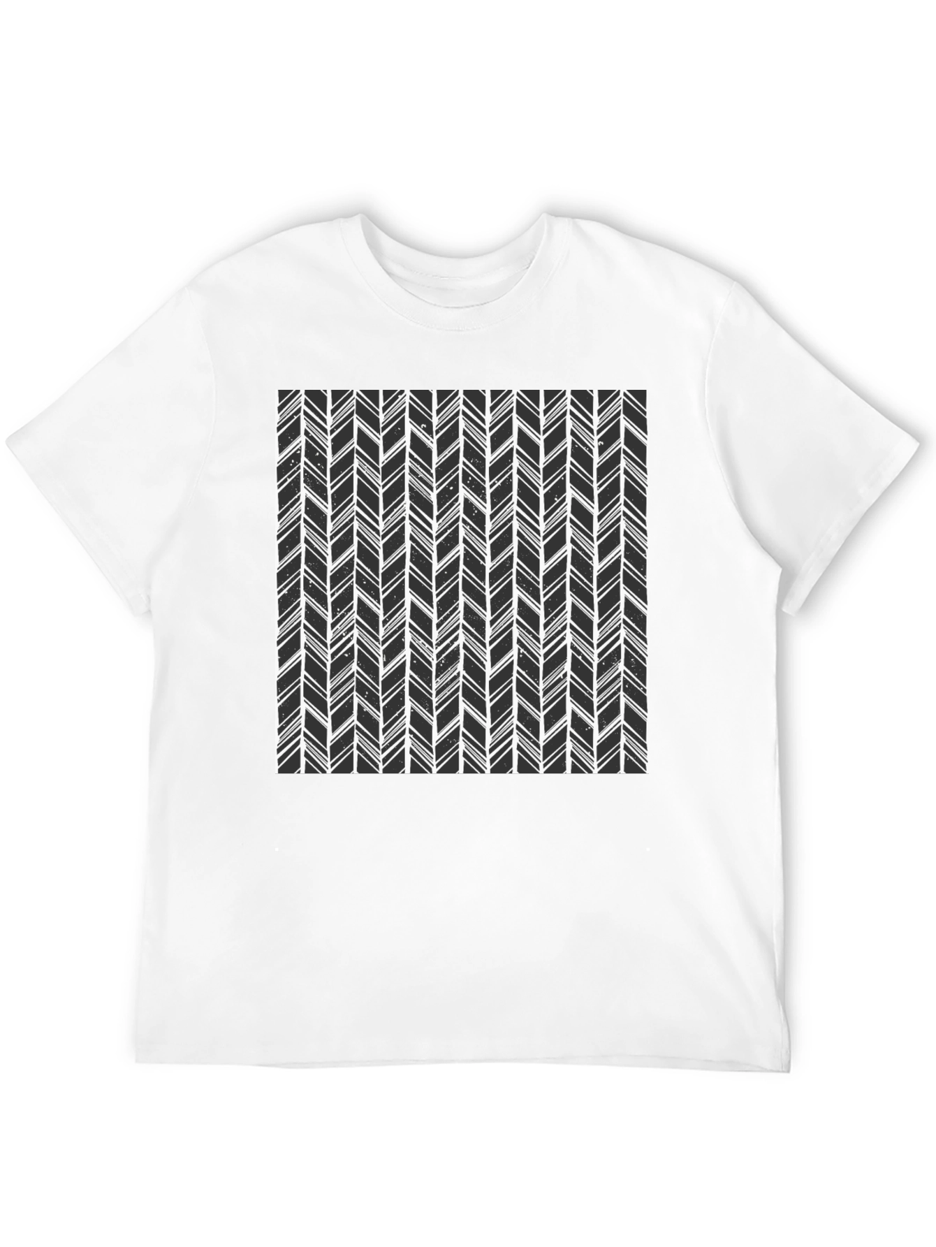 Modern Herringbone Pattern Black T-Shirt