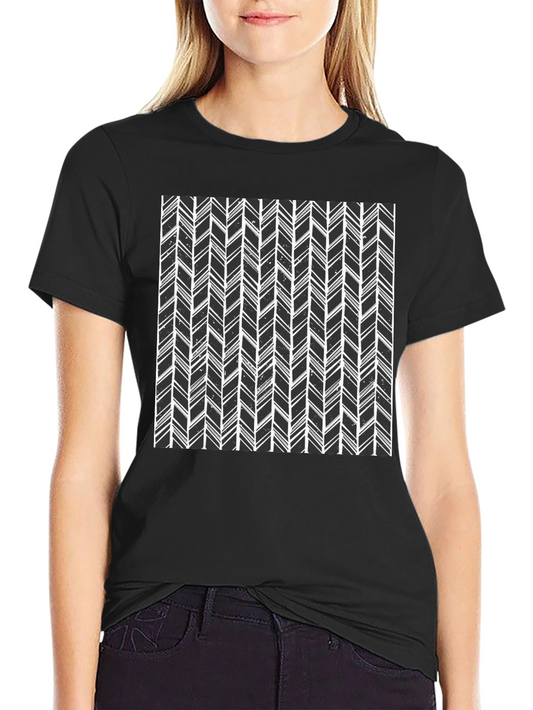 Modern Herringbone Pattern Black T-Shirt