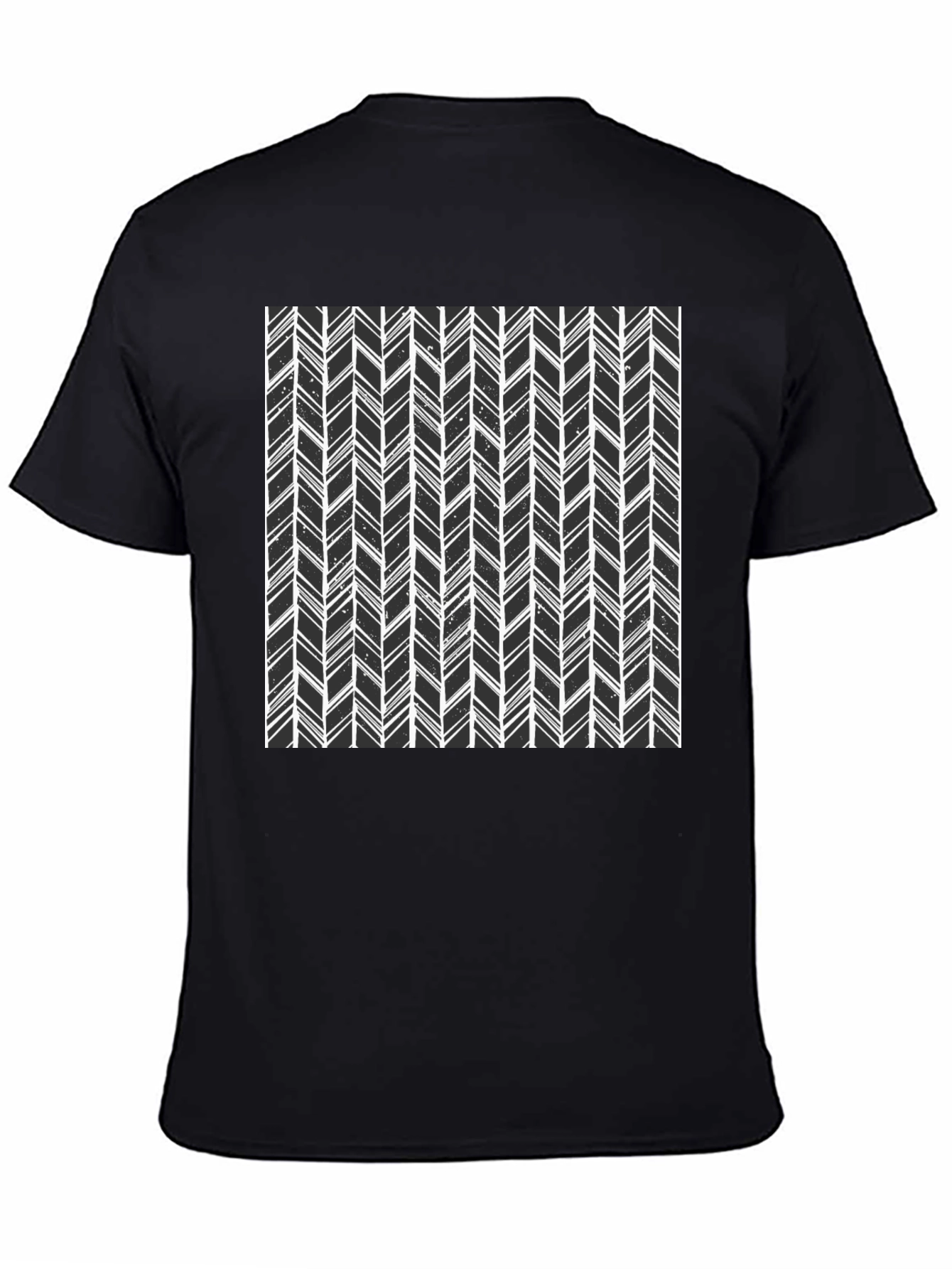 Modern Herringbone Pattern Black T-Shirt