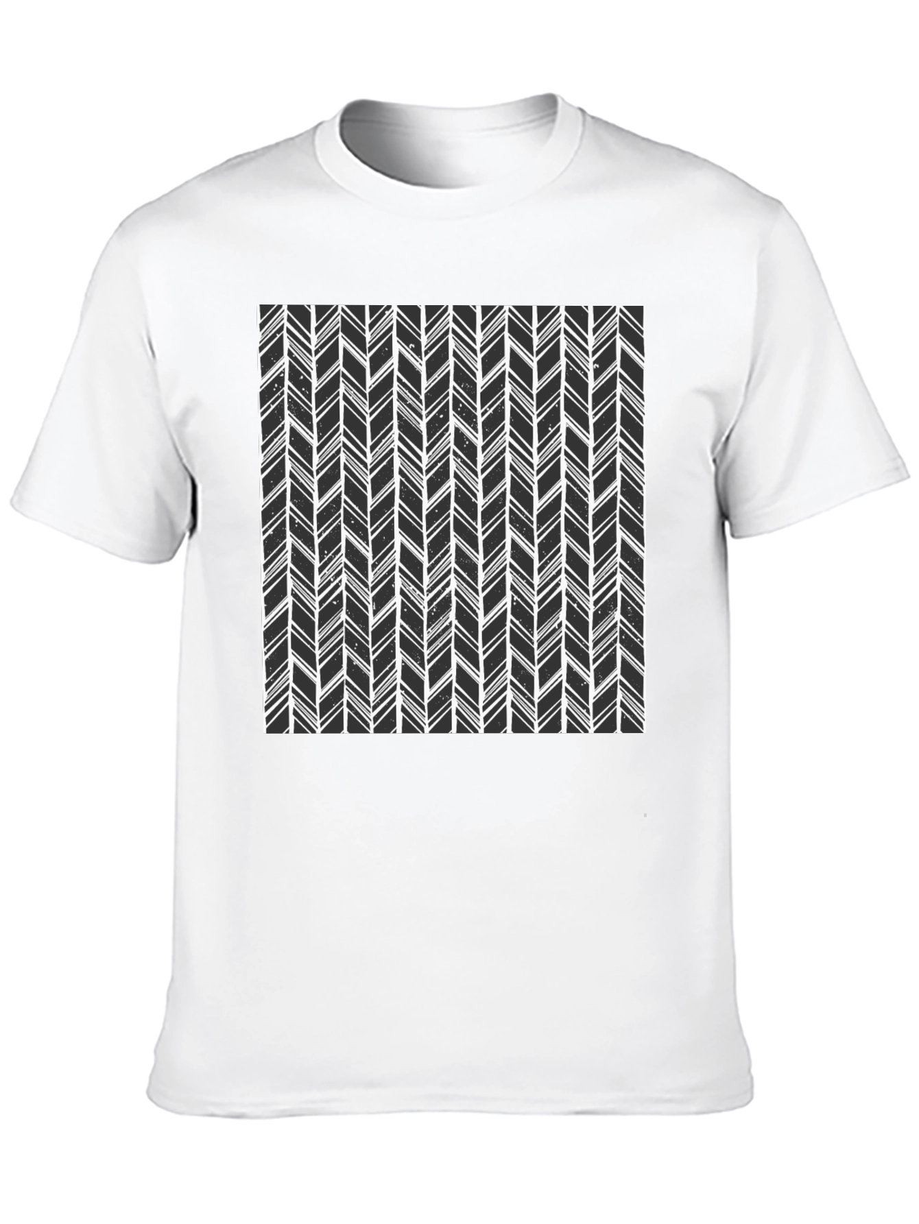 Modern Herringbone Pattern Black T-Shirt